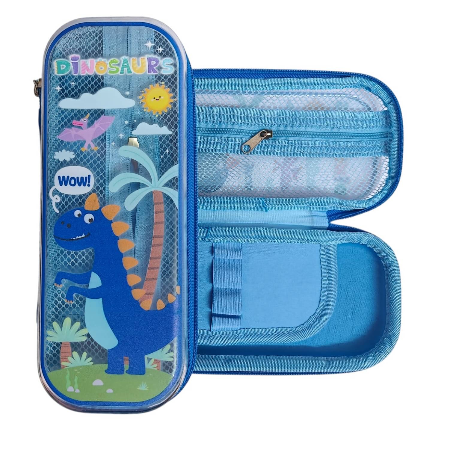 Cute Dino Print Zipper Pencil Case with Multiple Storage Pencil Pouch Box  Kids School Supply Organizer Students Stationery Box Gift for kids Boys Girls , Blue     			Cute Dino Print Zipper Pencil Case with Multiple Storage Pencil Pouch Box  Kids School Supply Organizer Students Stationery Box Gift for kids Boys Girls , Blue