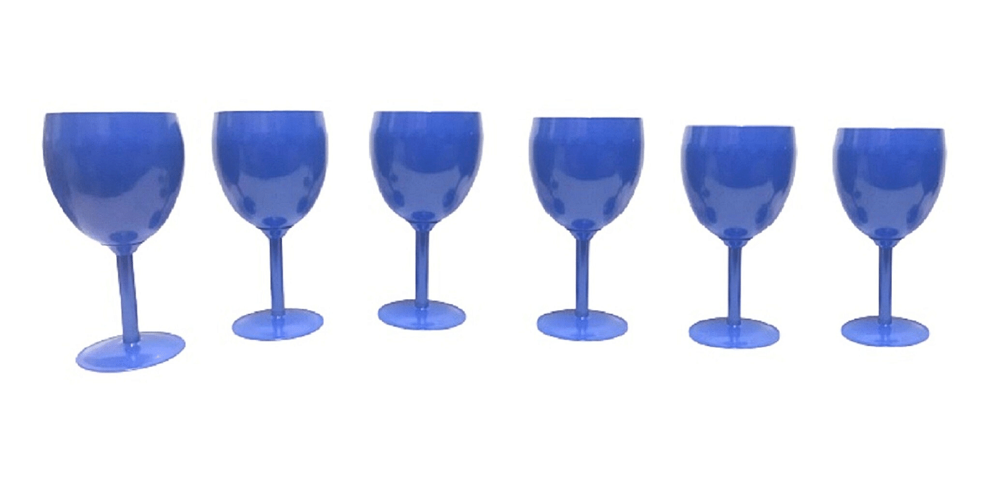     			Dynore Goblet Glass Set Steel Wine Glasses 250 ml ( Pack of 6 ) Navy Blue