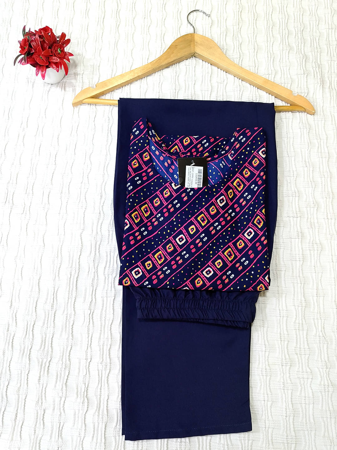 Ethnicbasket Crepe Printed Kurti With Pants Women's Stitched Salwar Suit - Navy ( Pack of 1 ) Ethnicbasket Crepe Printed Kurti With Pants Women's Stitched Salwar Suit - Navy ( Pack of 1 )