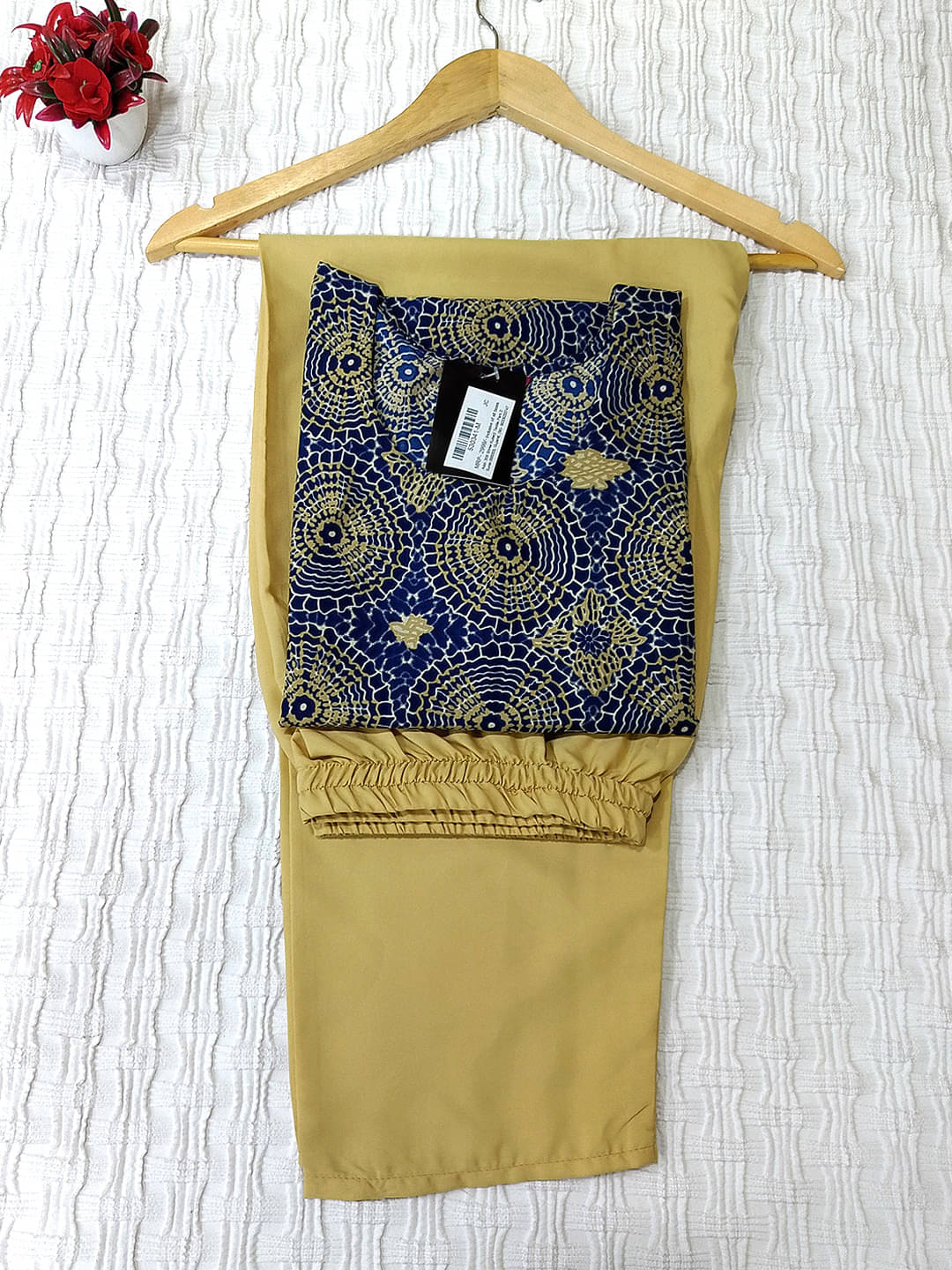     			Ethnicbasket Crepe Printed Kurti With Pants Women's Stitched Salwar Suit - Blue ( Pack of 1 )