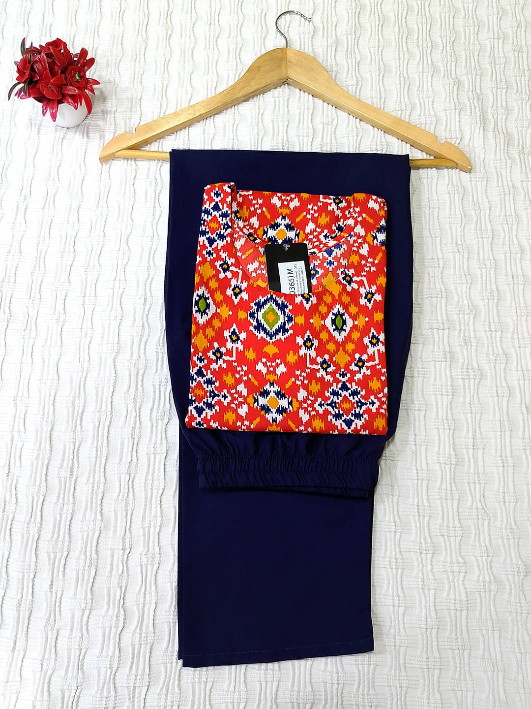     			Ethnicbasket Crepe Printed Kurti With Pants Women's Stitched Salwar Suit - Red ( Pack of 1 )