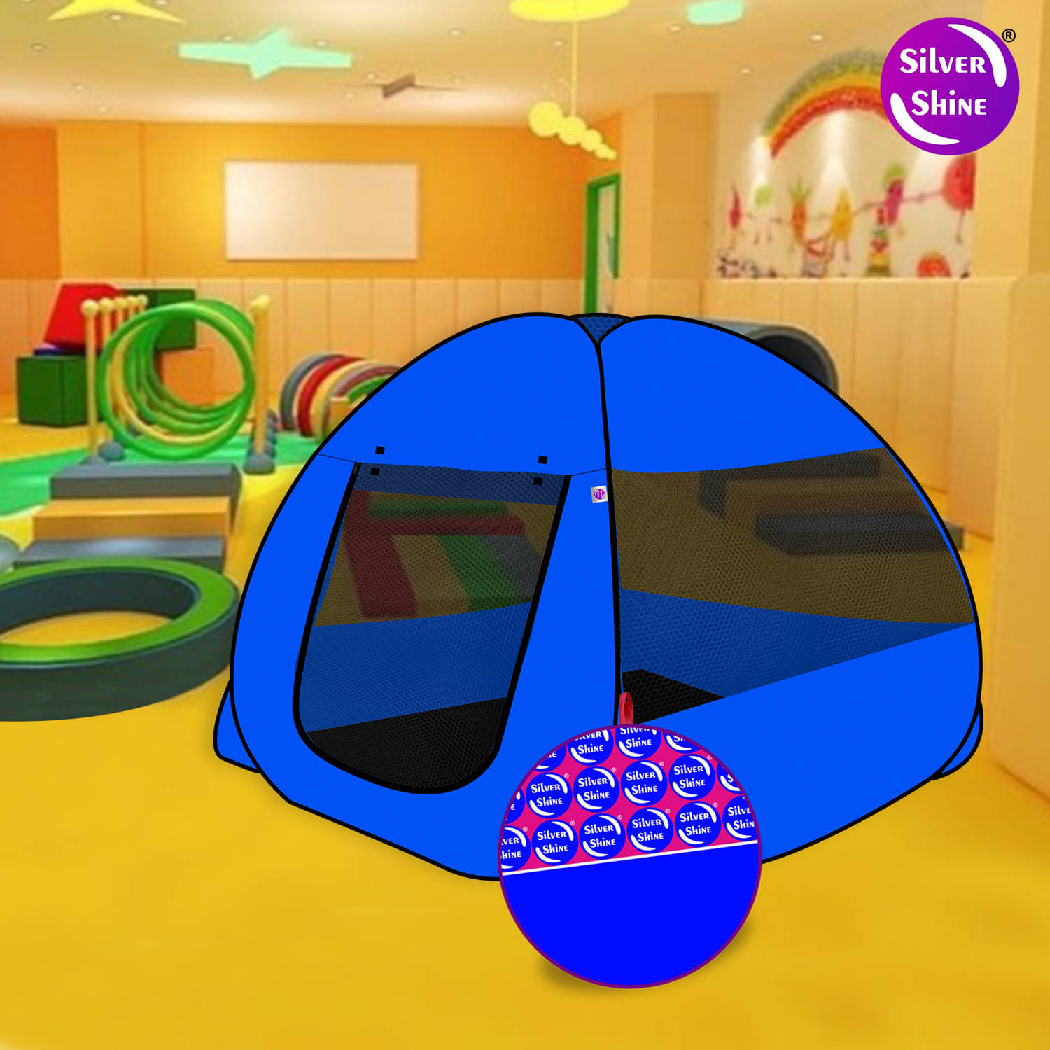 Foldable Blue Patterns Popup Kids Play Tent House Foldable Blue Patterns Popup Kids Play Tent House