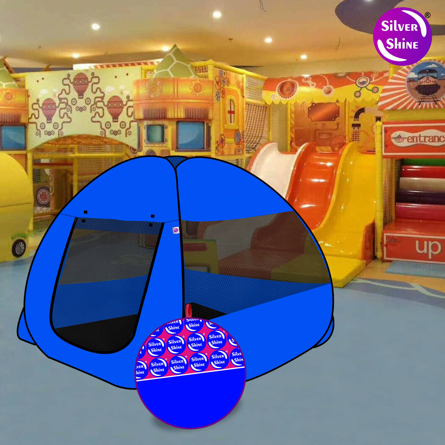 Foldable Blue Patterns Popup Kids Play Tent House Foldable Blue Patterns Popup Kids Play Tent House