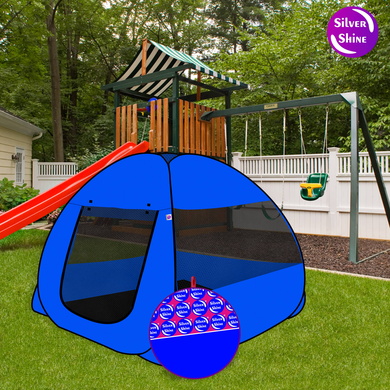 Foldable Blue Patterns Popup Kids Play Tent House Foldable Blue Patterns Popup Kids Play Tent House