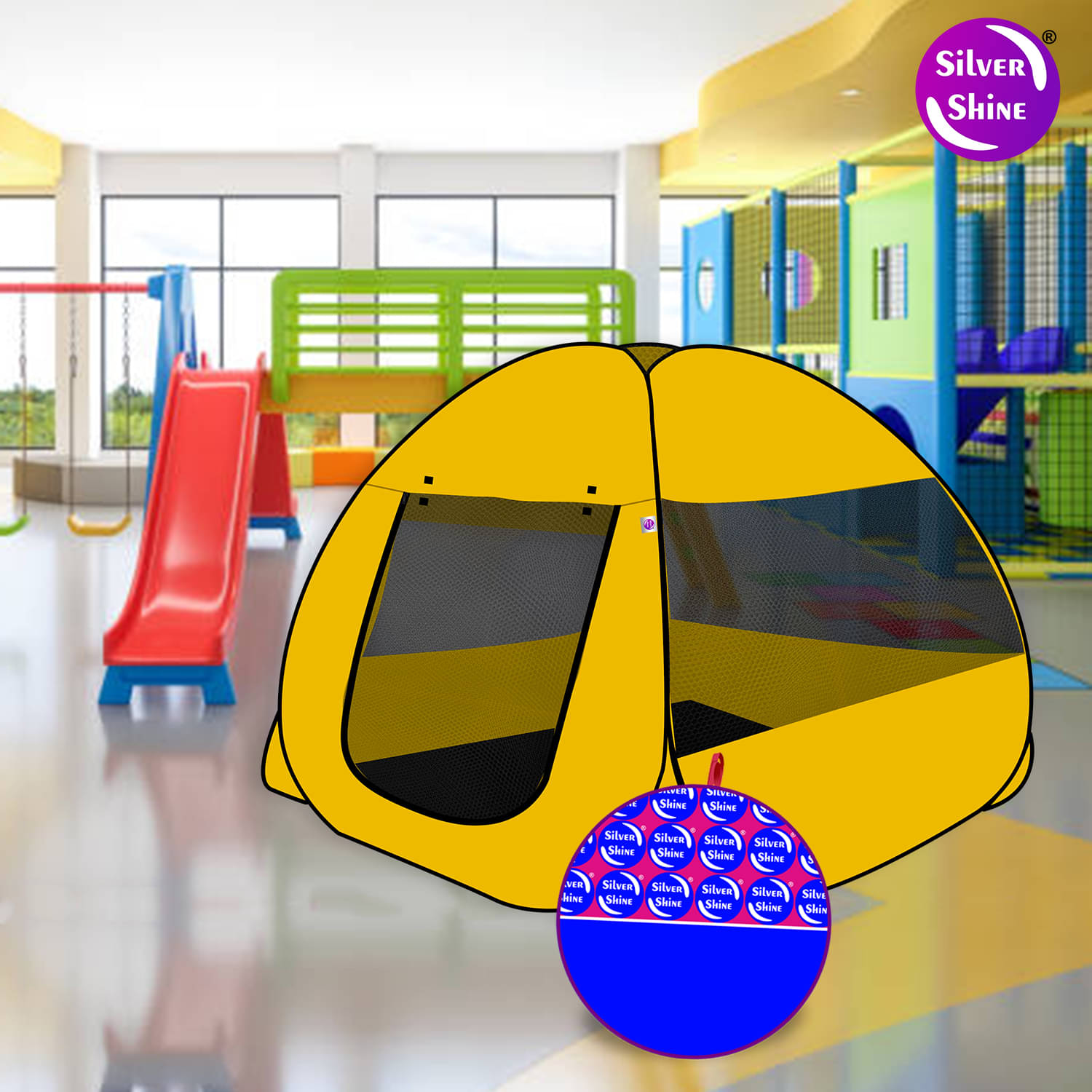 Foldable Yellow Patterns Popup Kids Play Tent House Foldable Yellow Patterns Popup Kids Play Tent House