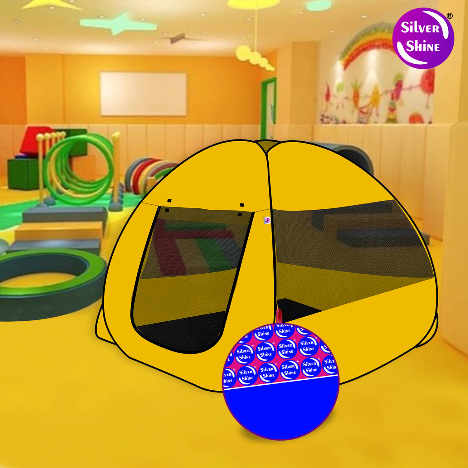 Foldable Yellow Patterns Popup Kids Play Tent House Foldable Yellow Patterns Popup Kids Play Tent House