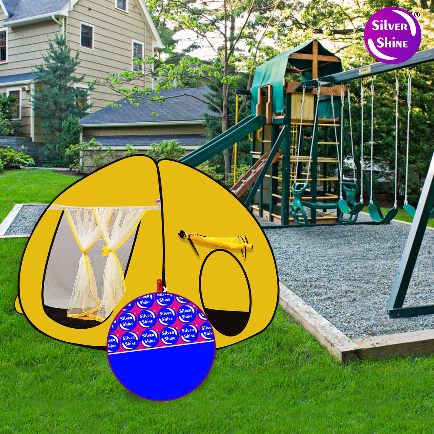    			Foldable delightful patterns Popup Kids Play Tent House for Multi Purpose