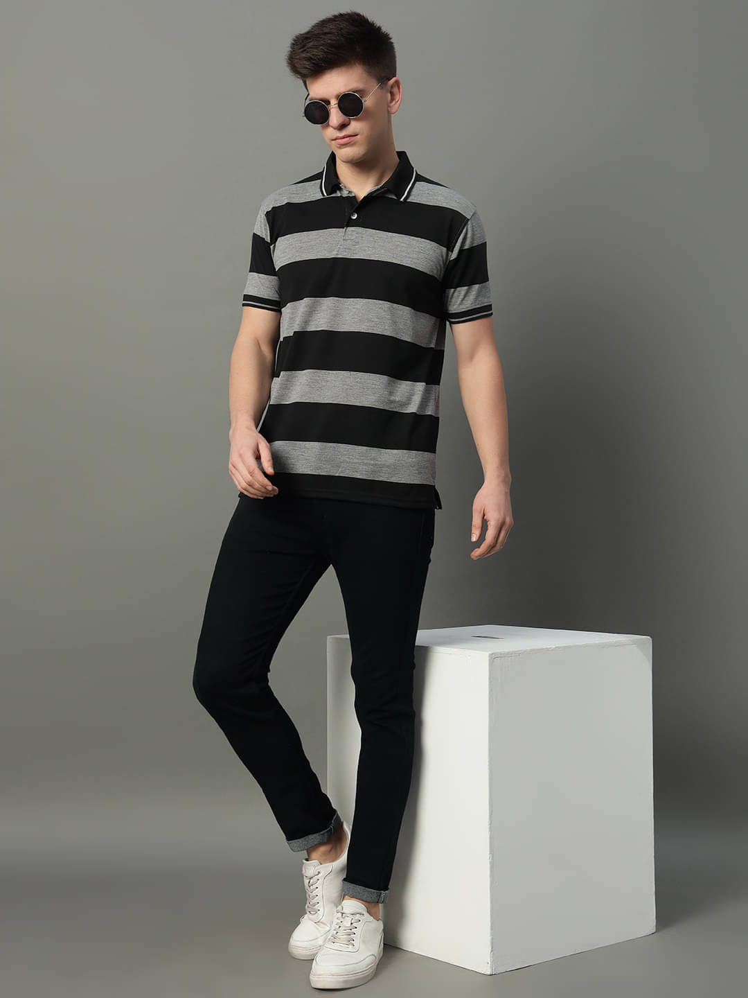 GET GOLF Pack of 1 Cotton Blend Regular Fit Striped Half Sleeves Men's Polo T Shirt ( Black ) GET GOLF Pack of 1 Cotton Blend Regular Fit Striped Half Sleeves Men's Polo T Shirt ( Black )