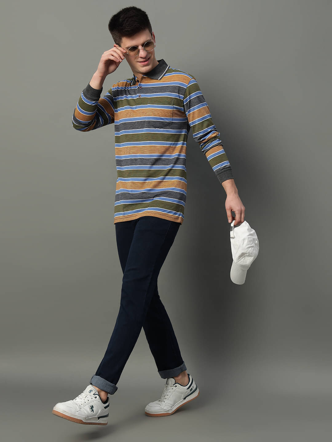     			GET GOLF Pack of 1 Cotton Blend Regular Fit Striped Full Sleeves Men's Polo T Shirt ( Multicolor )