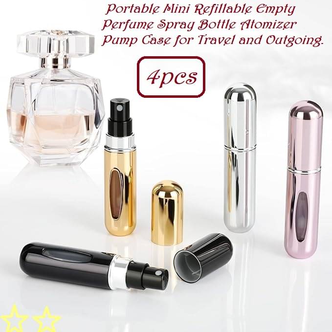     			Portable Perfume Spray Container Bottle, Travel Perfume Scent Pump Case Empty Spray Bottle for Traveling and Outgoing (pack of 4)