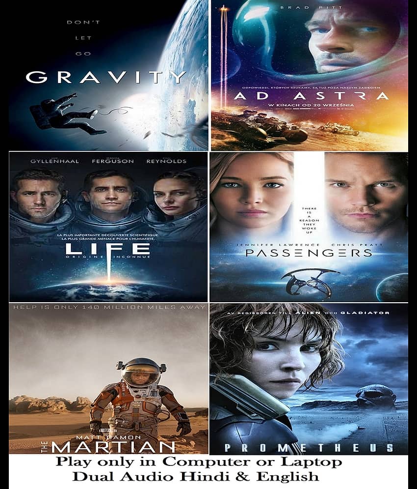 Gravity , Ad Astra , Life , Passengers , The Martian , Prometheus (6 Movies) in Hindi & English both play only in Computer or Laptop HD Quality without Poster - Stationery | Buy online on ZillyBuy