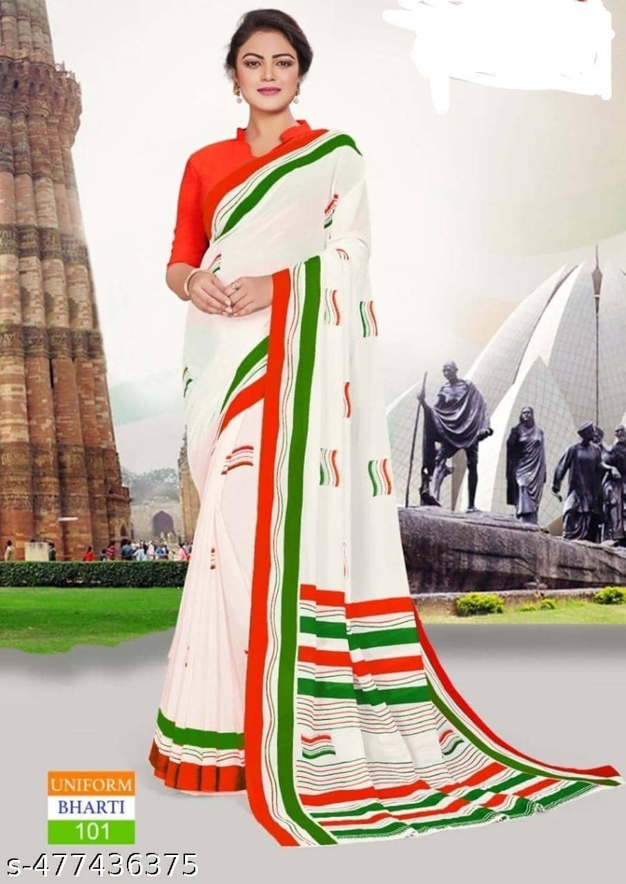Grubstaker Satin Striped Saree With Unstitched Blouse Piece ( Multicolor ) - Sarees | Buy online on ZillyBuy