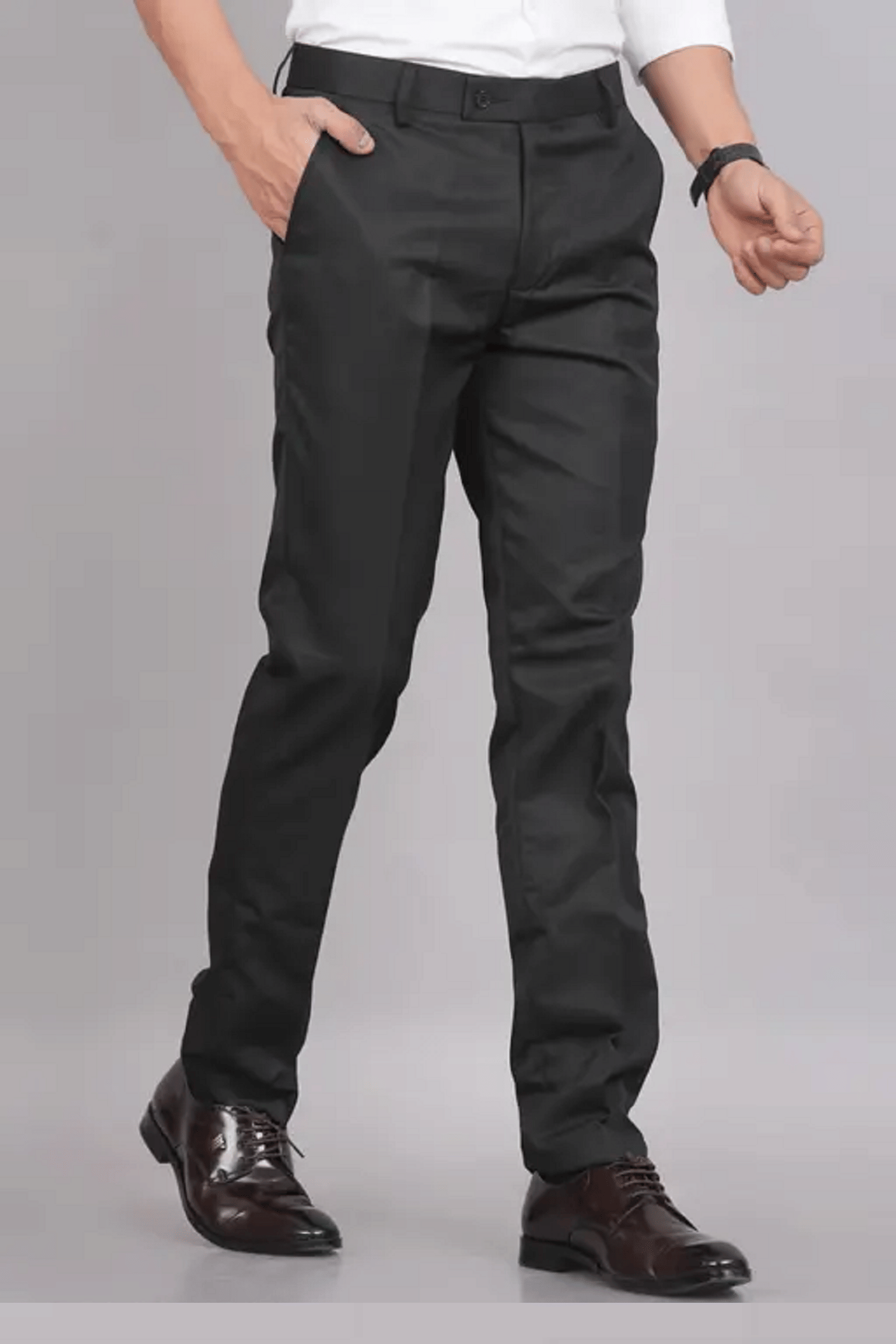     			Haul Chic Slim Flat Men's Formal Trouser - Black ( Pack of 1 )