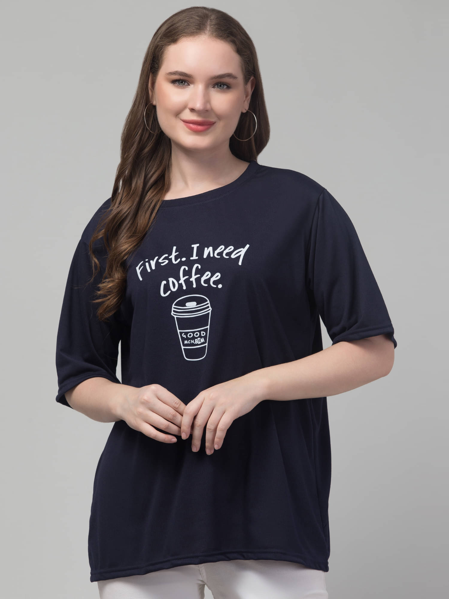 Kulfi Women Cotton Blend Printed Oversized Fit Round Neck T-Shirt ( Blue ) Kulfi Women Cotton Blend Printed Oversized Fit Round Neck T-Shirt ( Blue )