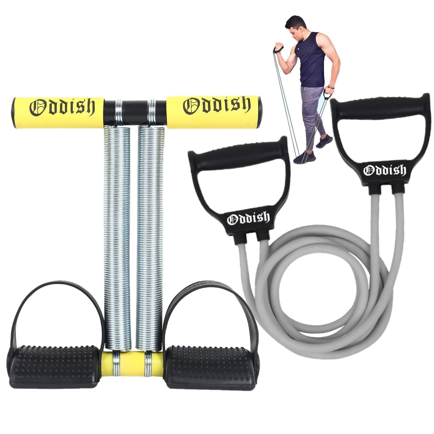 Oddish; Way To Fitness Tummy Trimmer Double Spring With Foam Grip Handle and Resistance Band Combo Pack For Men & Women - Ab Exercise Equipement, Abdominal Workout For Home & Gym Use - Stomach, Abs, Belly Exercise - Sports and Fitness Equipment | Buy online on ZillyBuy