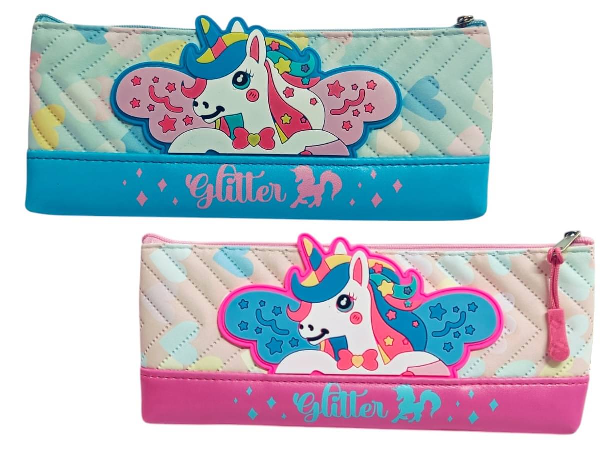     			Pack of 2, Cute Unicorn Print Zipper Pencil Case Pouch Kids School Supply Organizer Students Stationery Box