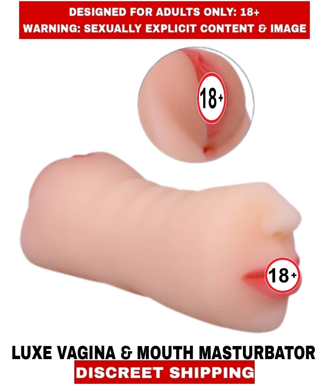 Premium Quality New Sexy toy L U X E 2in1 Pocket Pussy Vagina and Mouth Double Side Silicon Masturbator For Men
