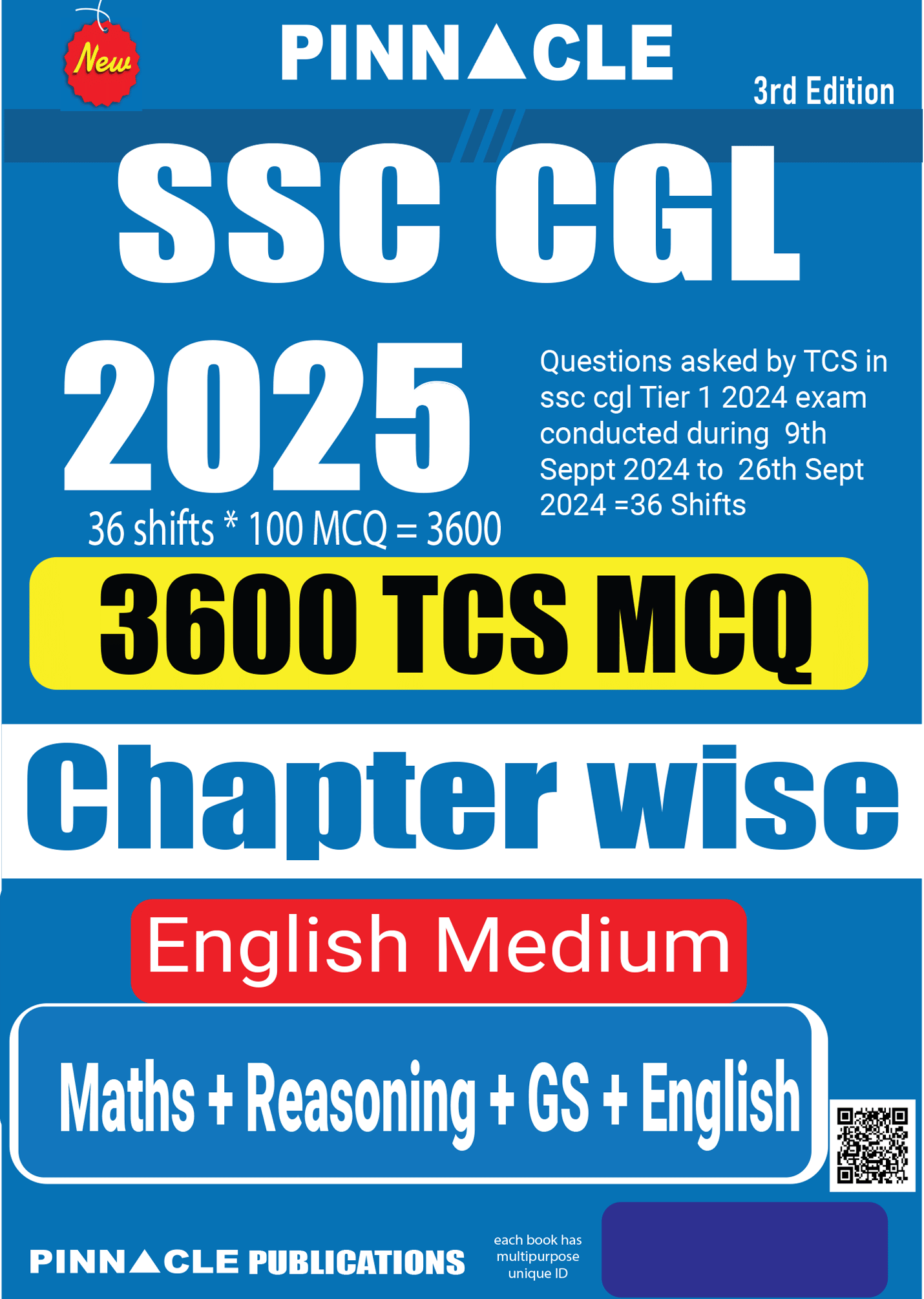 SSC CGL 2025 : 3600  TCS MCQ  Chapter wise English medium 3rd Edition