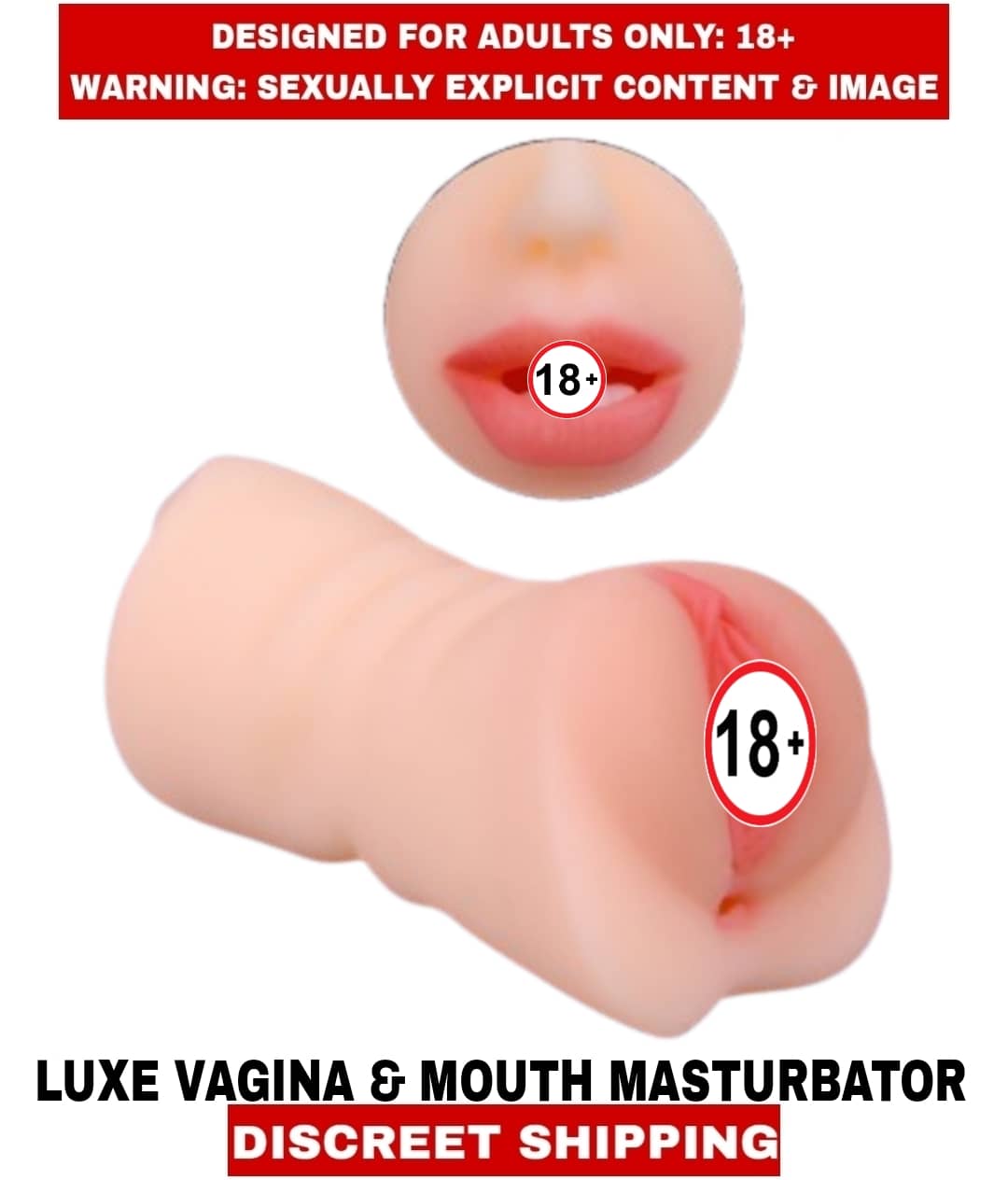 Sexual Wellness Men's Sex Toys Real Feel L U X E 2in1 Pocket Pussy Vagina and Mouth Double Side Silicon Masturbator For Men