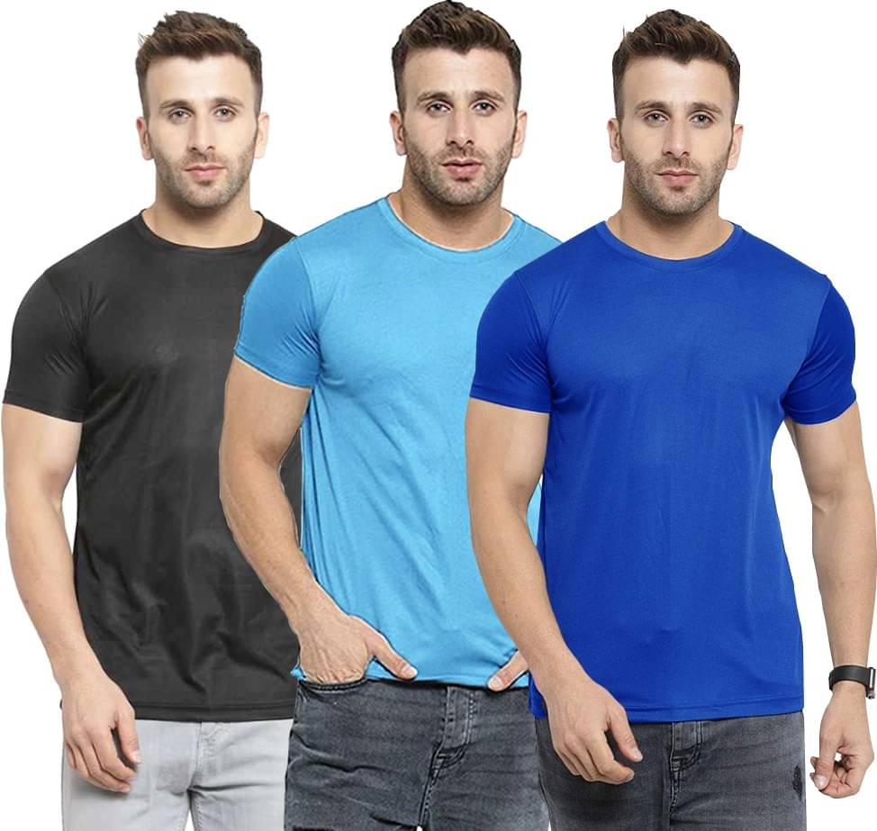     			TQH Polyester Slim Fit Solid Half Sleeves Men's Round T-Shirt - Multicolor8 ( Pack of 1 )