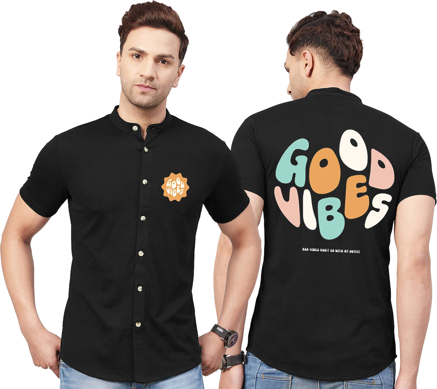 Try This Cotton Blend Regular Fit Printed Half Sleeves Men's Casual Shirt - Black ( Pack of 1 ) Try This Cotton Blend Regular Fit Printed Half Sleeves Men's Casual Shirt - Black ( Pack of 1 )