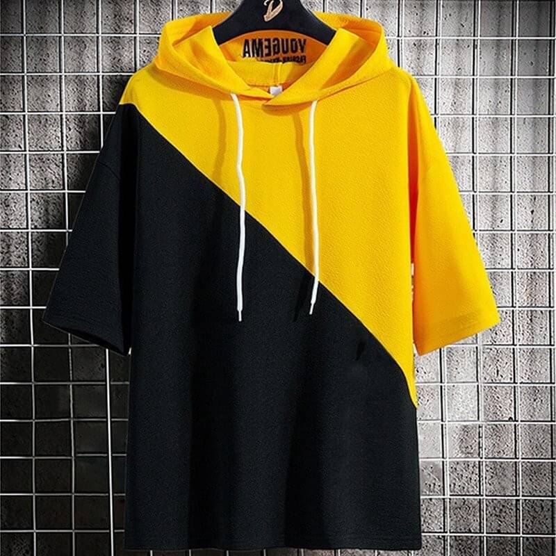 Try This Cotton Blend Slim Fit Colorblock Half Sleeves Men's Hooded T-Shirt - Yellow ( Pack of 1 ) Try This Cotton Blend Slim Fit Colorblock Half Sleeves Men's Hooded T-Shirt - Yellow ( Pack of 1 )