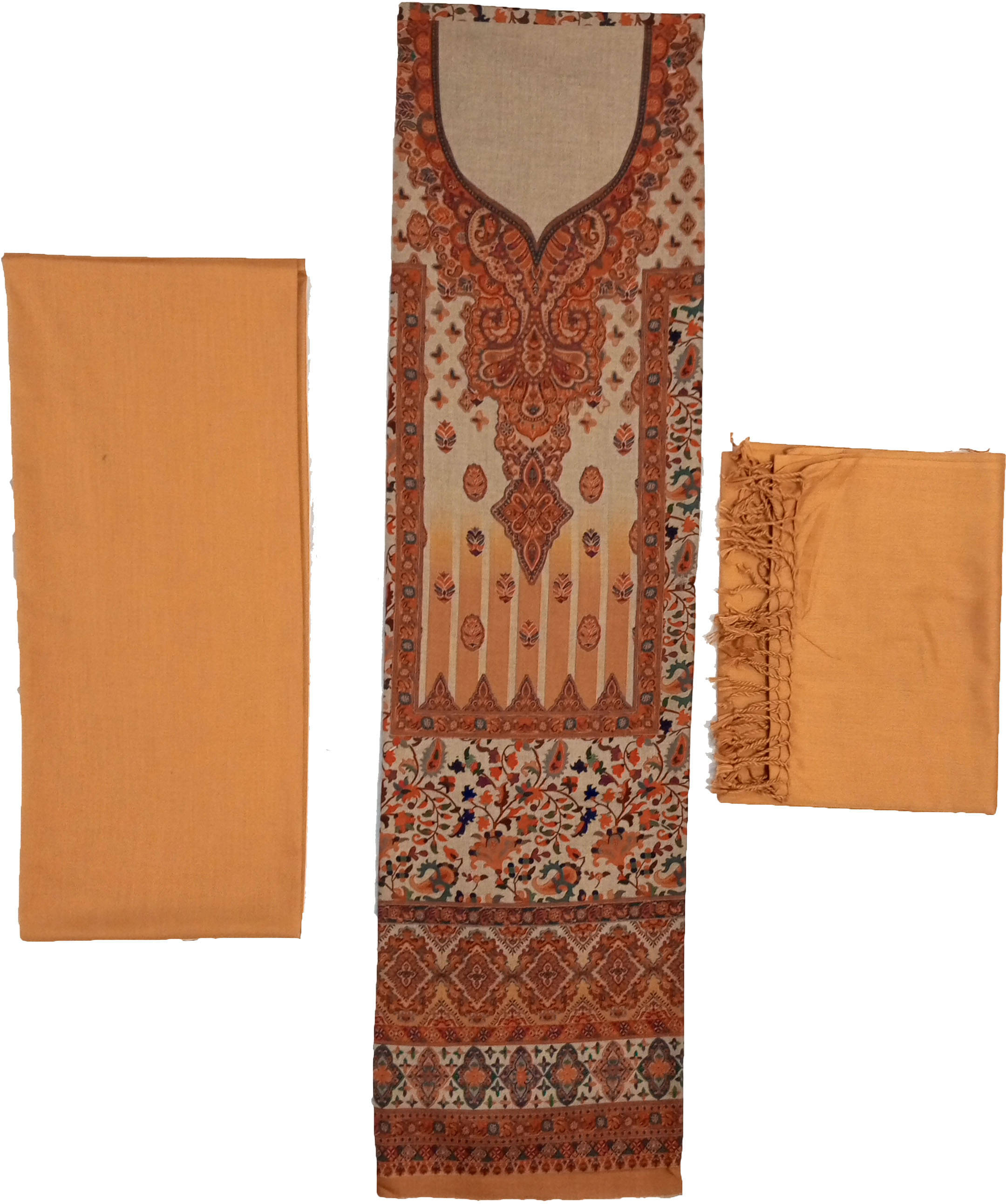 Vrinde Unstitched Woollen Printed Dress Material - Yellow ( Pack of 3 ) Vrinde Unstitched Woollen Printed Dress Material - Yellow ( Pack of 3 )
