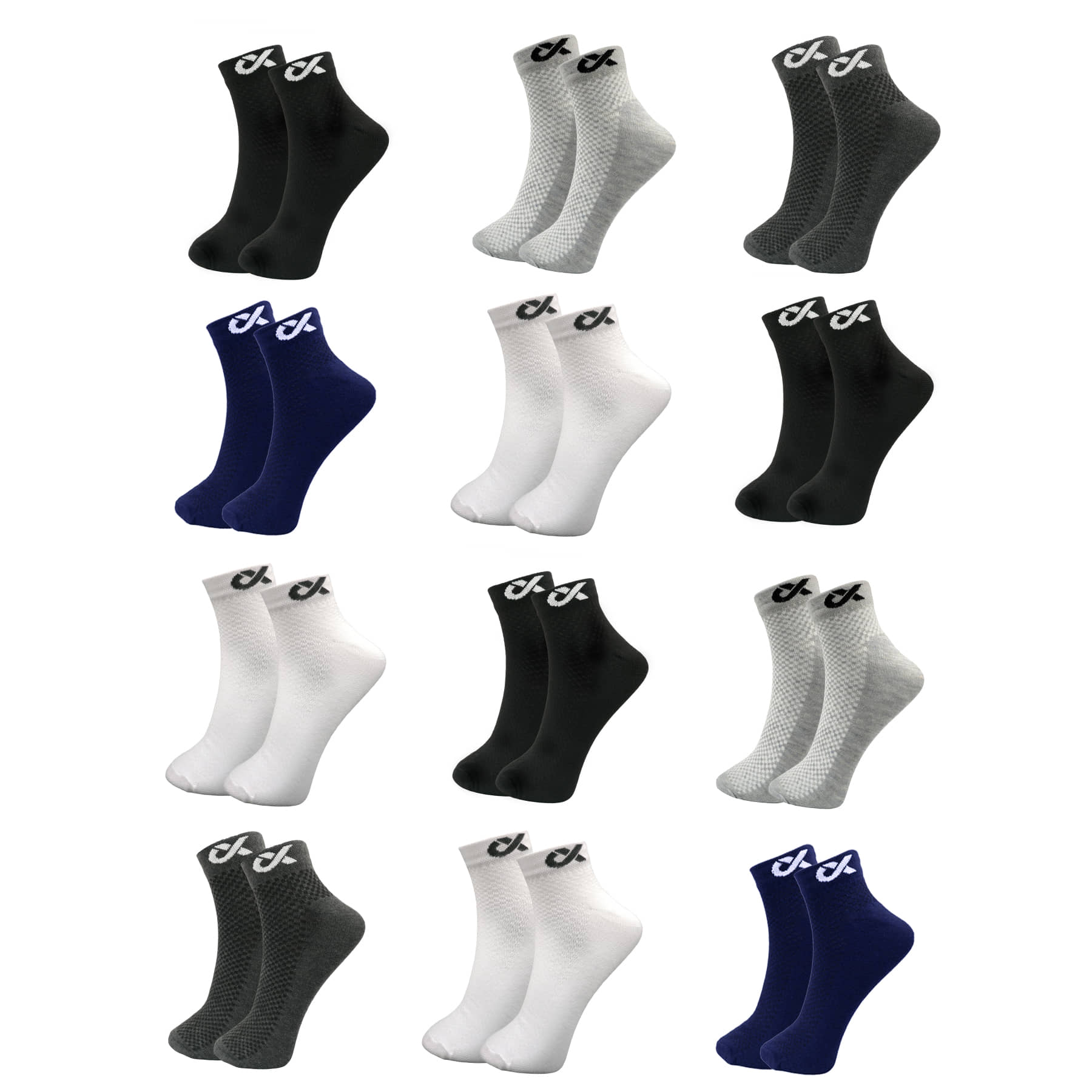 XJARVIS Pack of 12 Men's Cotton Blend Ankle Length Socks ( Multicolor ) - Socks | Buy online on ZillyBuy