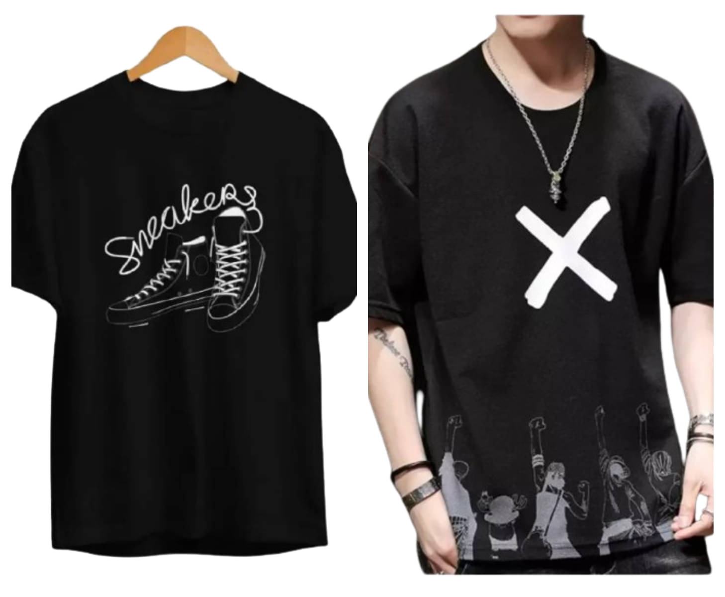     			attitude start of fashion Polyester Regular Fit Printed Half Sleeves Men's Round T-Shirt - Black ( Pack of 2 )
