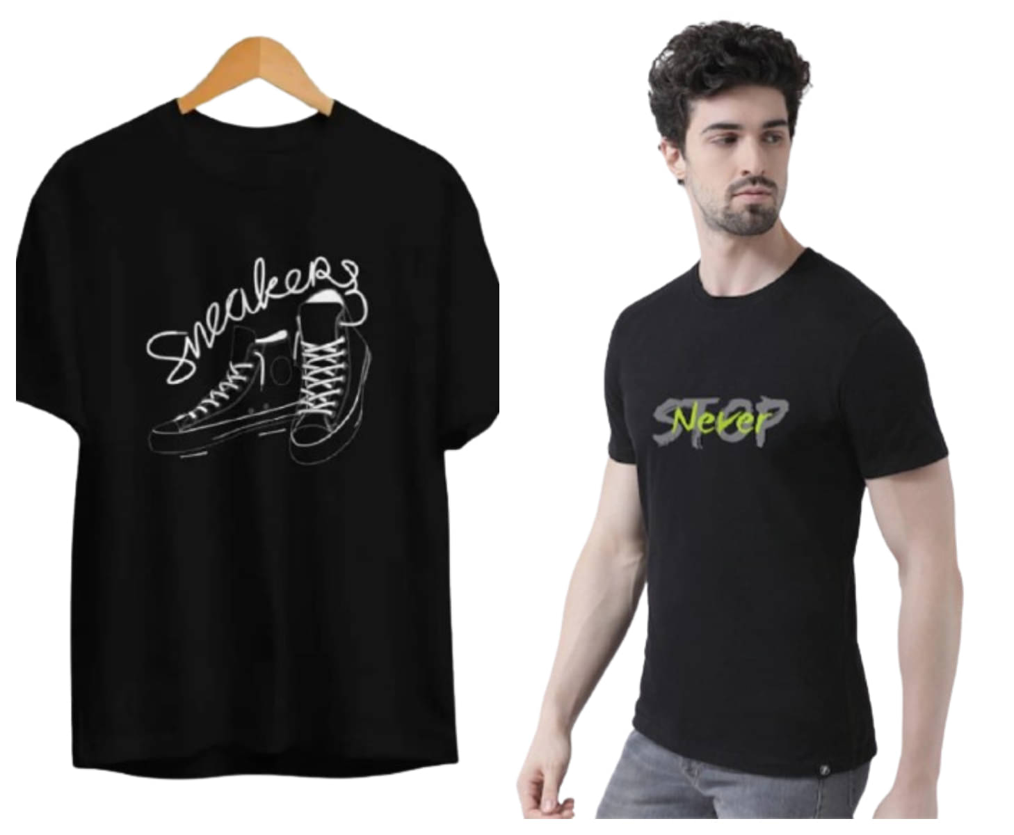     			attitude start of fashion Polyester Regular Fit Printed Half Sleeves Men's Round T-Shirt - Black ( Pack of 2 )
