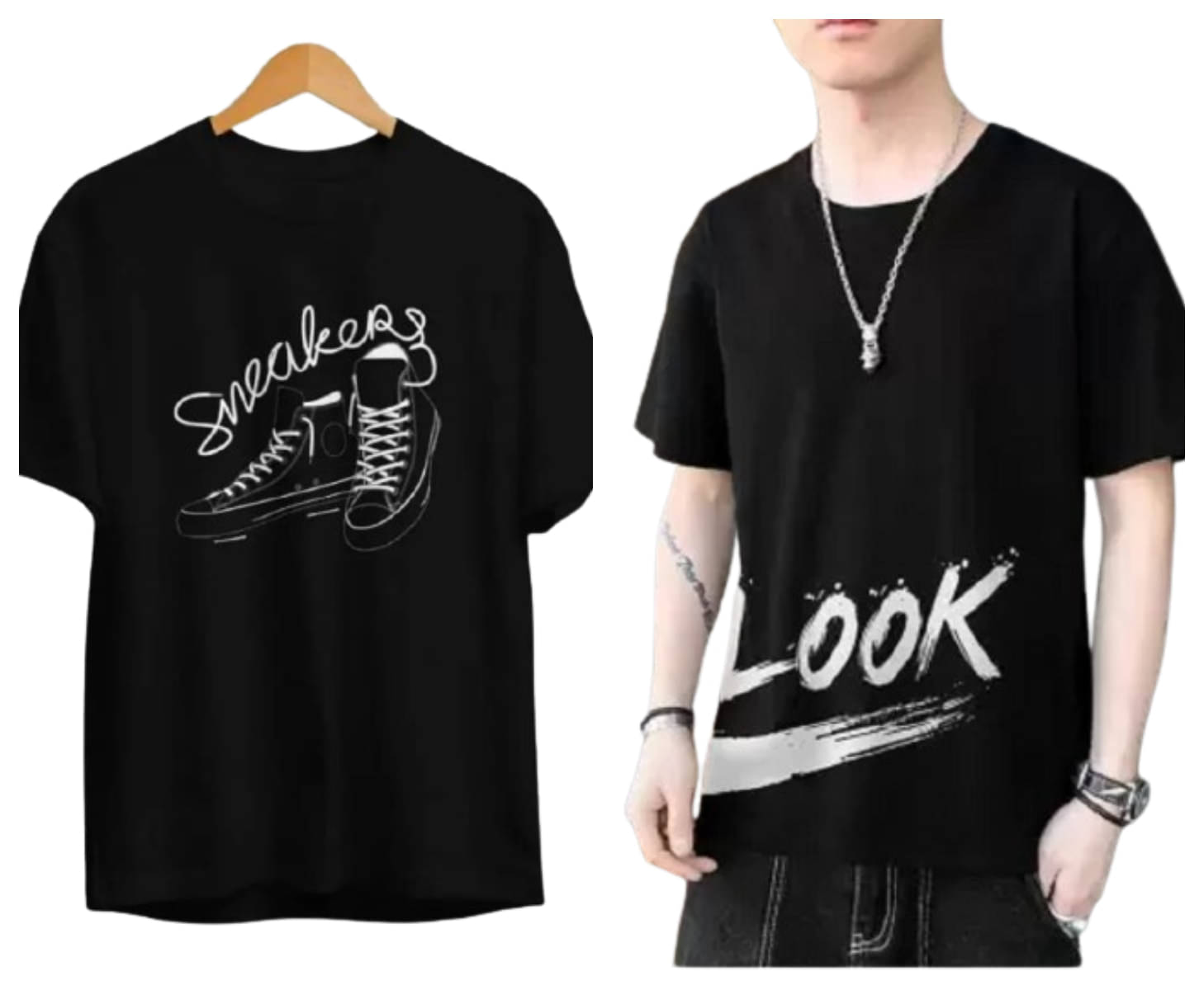     			attitude start of fashion Polyester Regular Fit Printed Half Sleeves Men's Round T-Shirt - Black ( Pack of 2 )