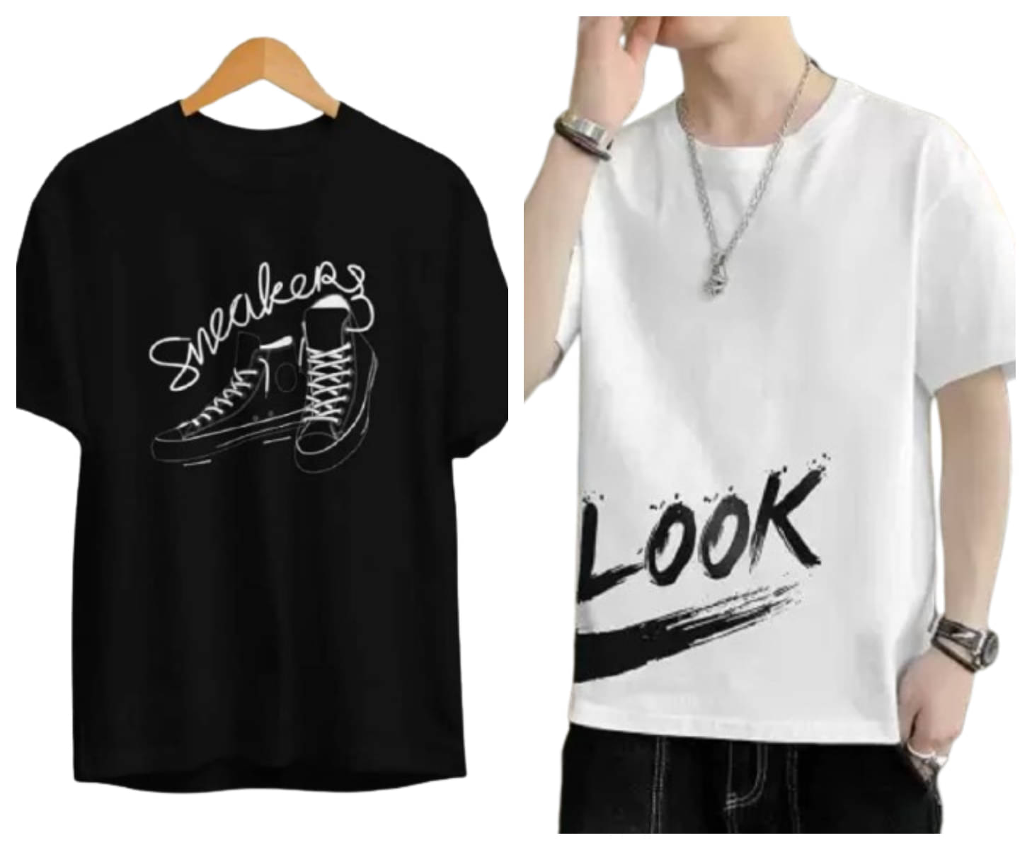 attitude start of fashion Polyester Regular Fit Printed Half Sleeves Men's Round T-Shirt - White ( Pack of 2 )     			attitude start of fashion Polyester Regular Fit Printed Half Sleeves Men's Round T-Shirt - White ( Pack of 2 )