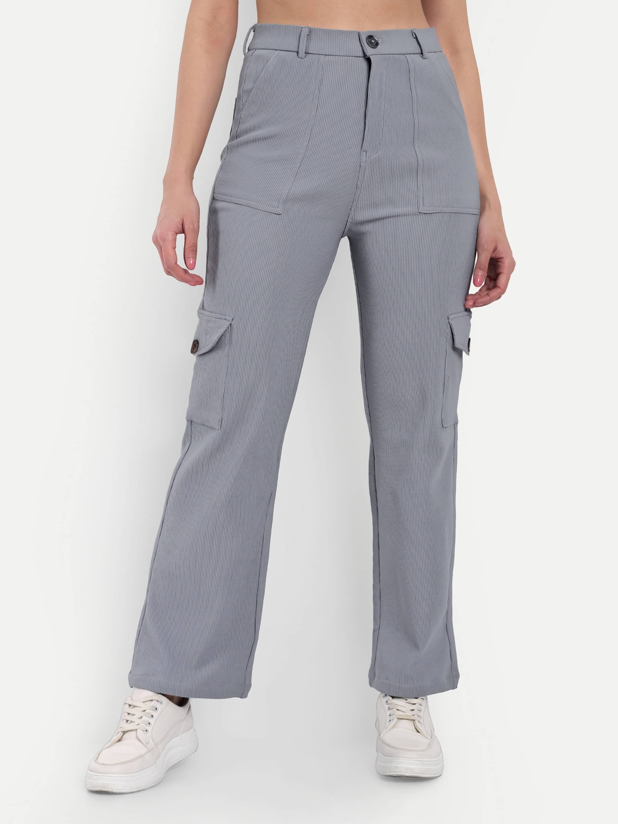     			Broadstar Pack of 1 Corduroy Straight Women's Cargo Pants ( Grey )