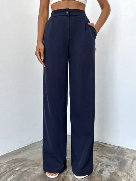     			Broadstar Pack of 1 Polyester Straight Women's Casual Pants ( Navy Blue )
