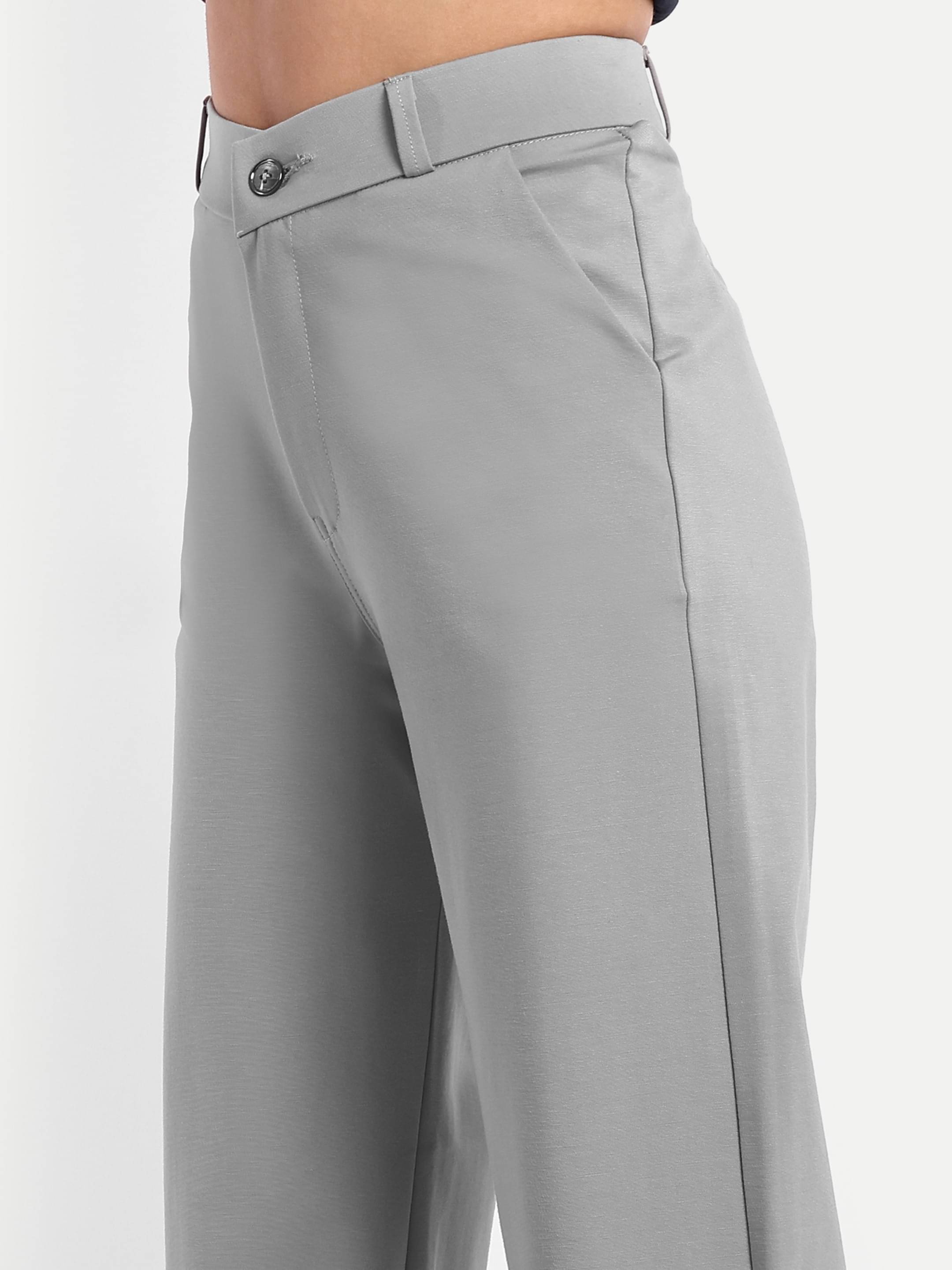     			Broadstar Pack of 1 Polyester Straight Women's Casual Pants ( Light Grey )