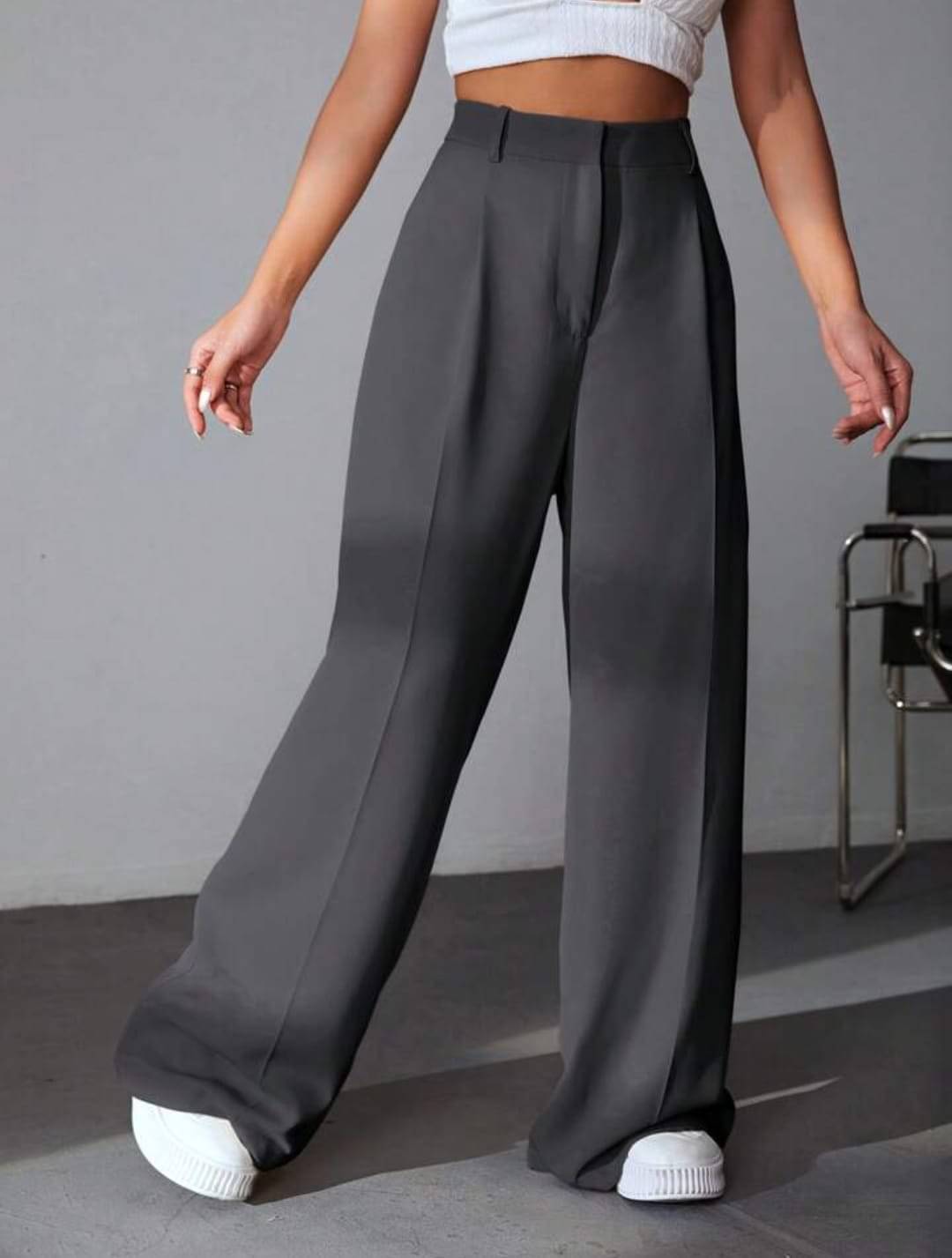     			Broadstar Pack of 1 Polyester Baggy Women's Casual Pants ( Dark Grey )