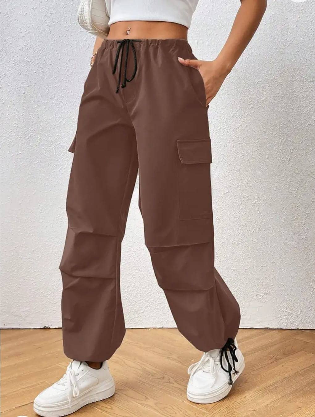Broadstar Pack of 1 Polyester Baggy Women's Cargo Pants ( Brown ) - Trousers | Buy online on ZillyBuy