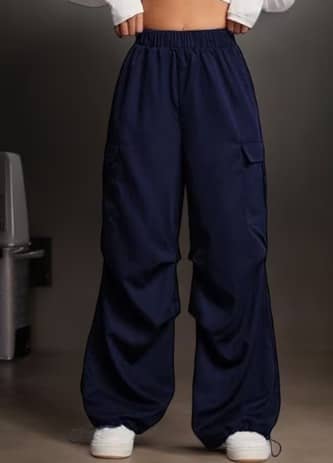 Broadstar Pack of 1 Polyester Baggy Women's Cargo Pants ( Navy ) - Trousers | Buy online on ZillyBuy