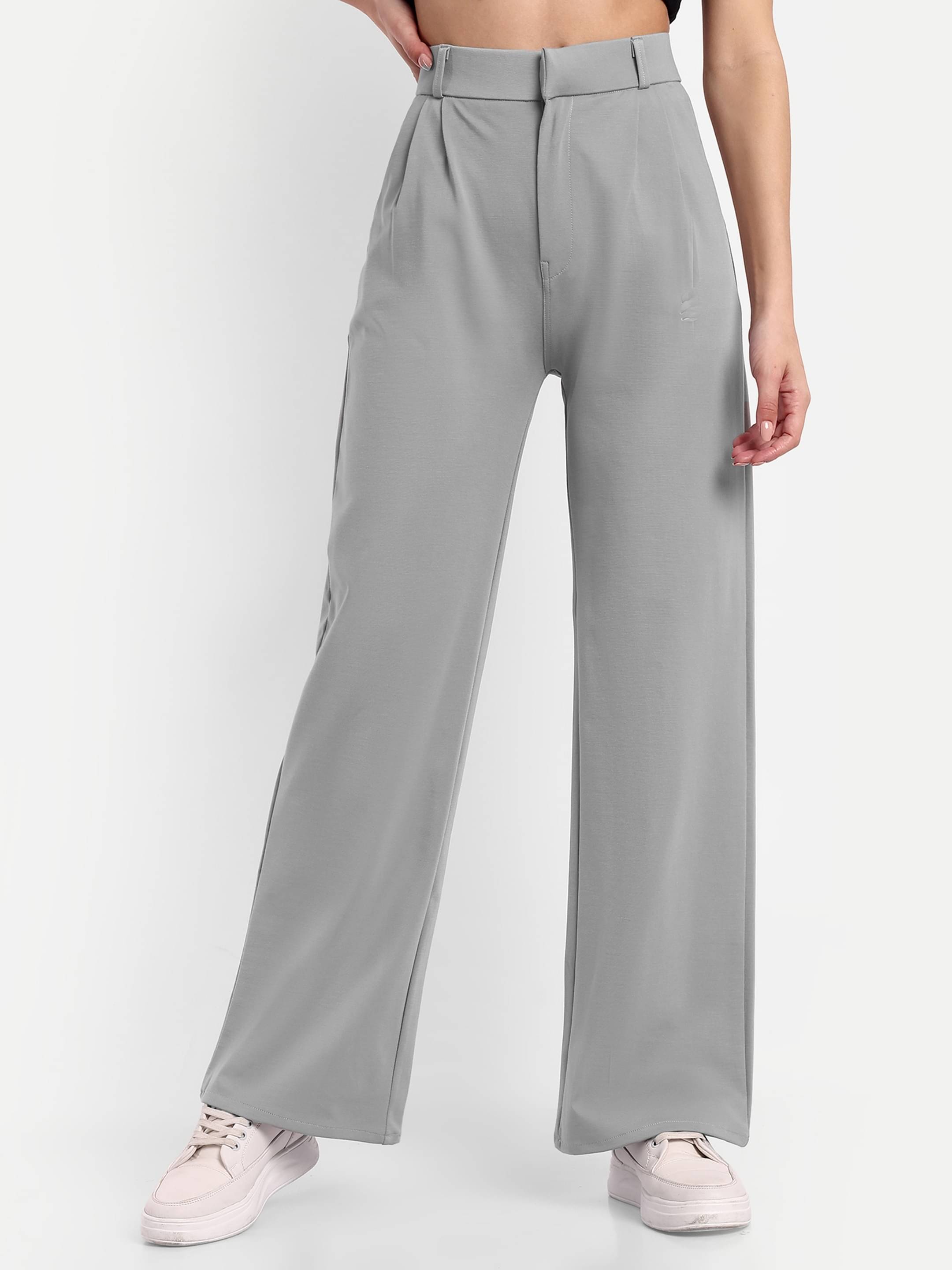     			Broadstar Pack of 1 Polyester Straight Women's Casual Pants ( Light Grey )