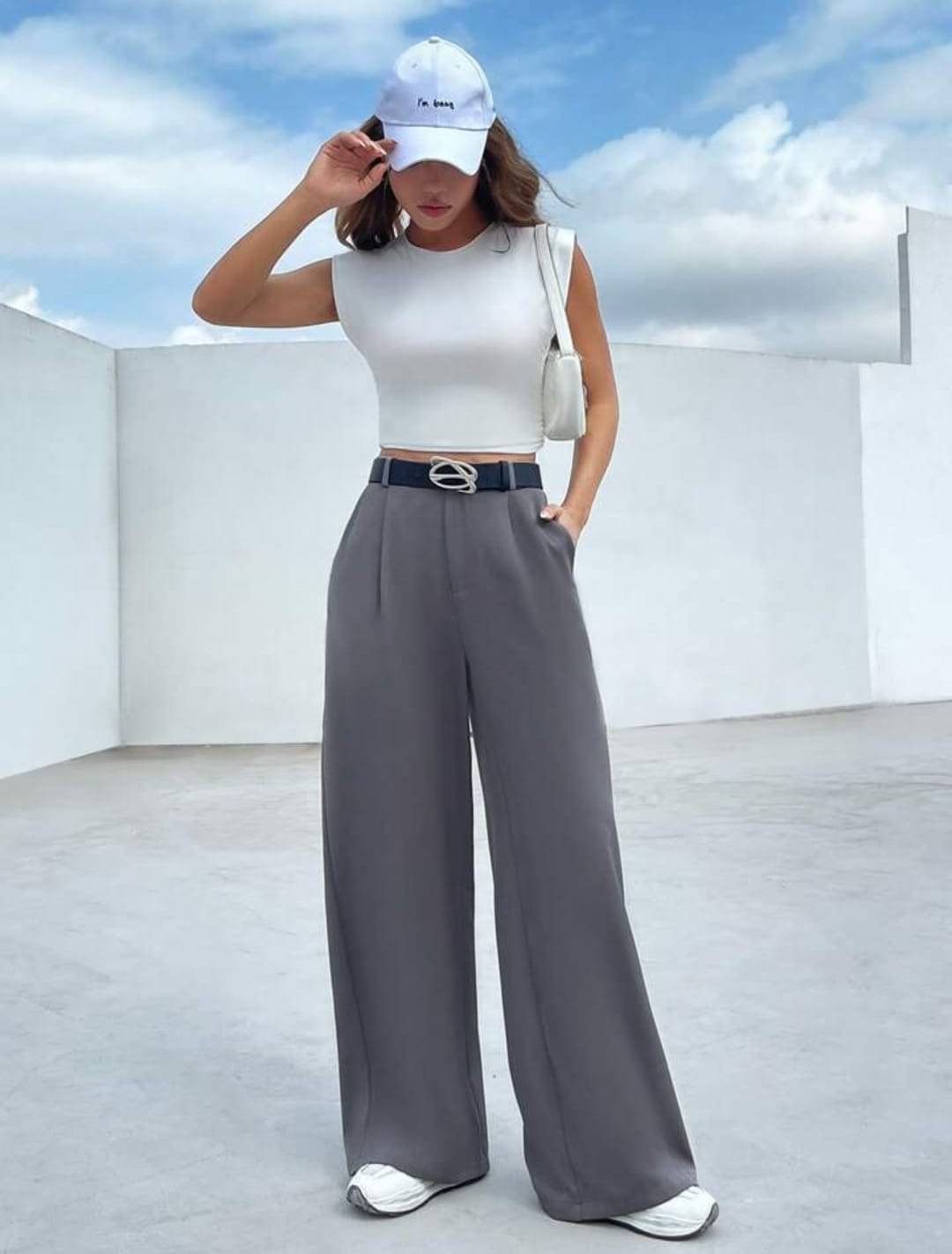     			Broadstar Pack of 1 Polyester Straight Women's Casual Pants ( Dark Grey )