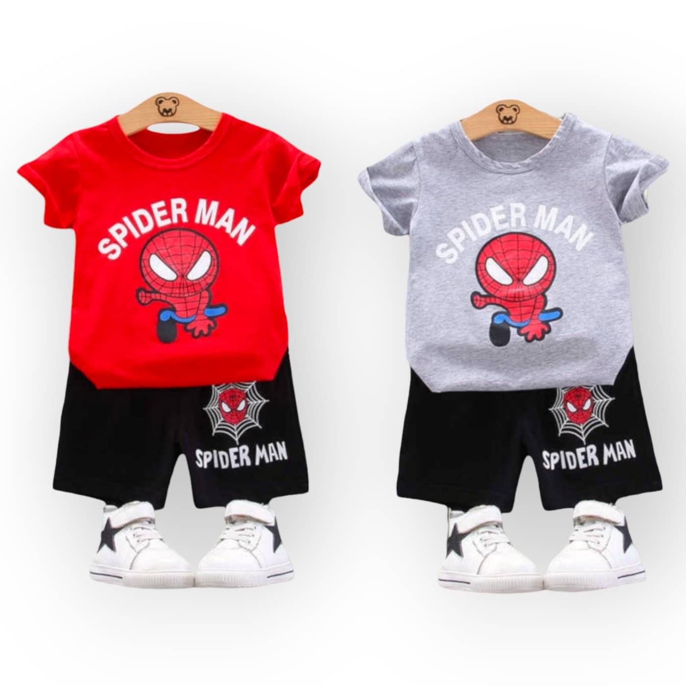    			COTTBRAY Pack of 2 Unisex Cotton T-Shirt & Shorts Set ( Grey Melange,Red )