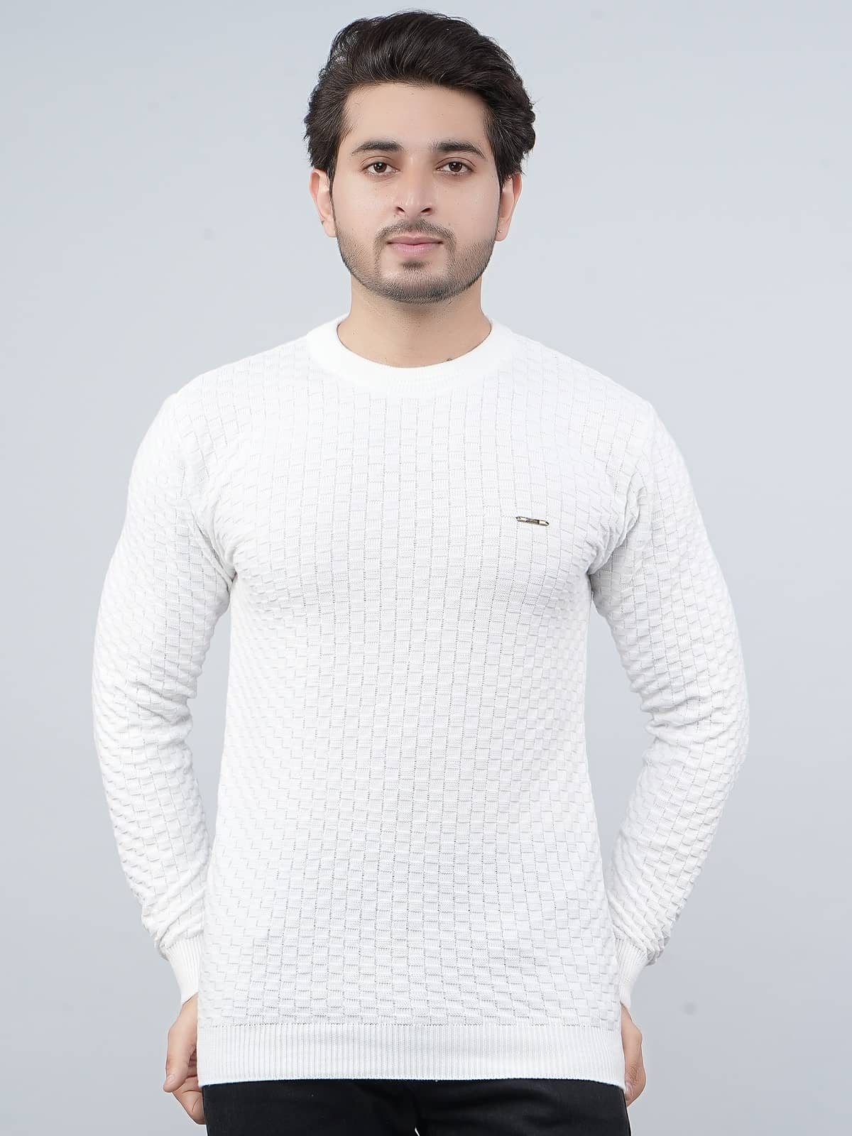 FEVERFEW Cotton Blend Round Neck Men's Full Sleeves Pullover Sweater - Green ( Pack of 1 )