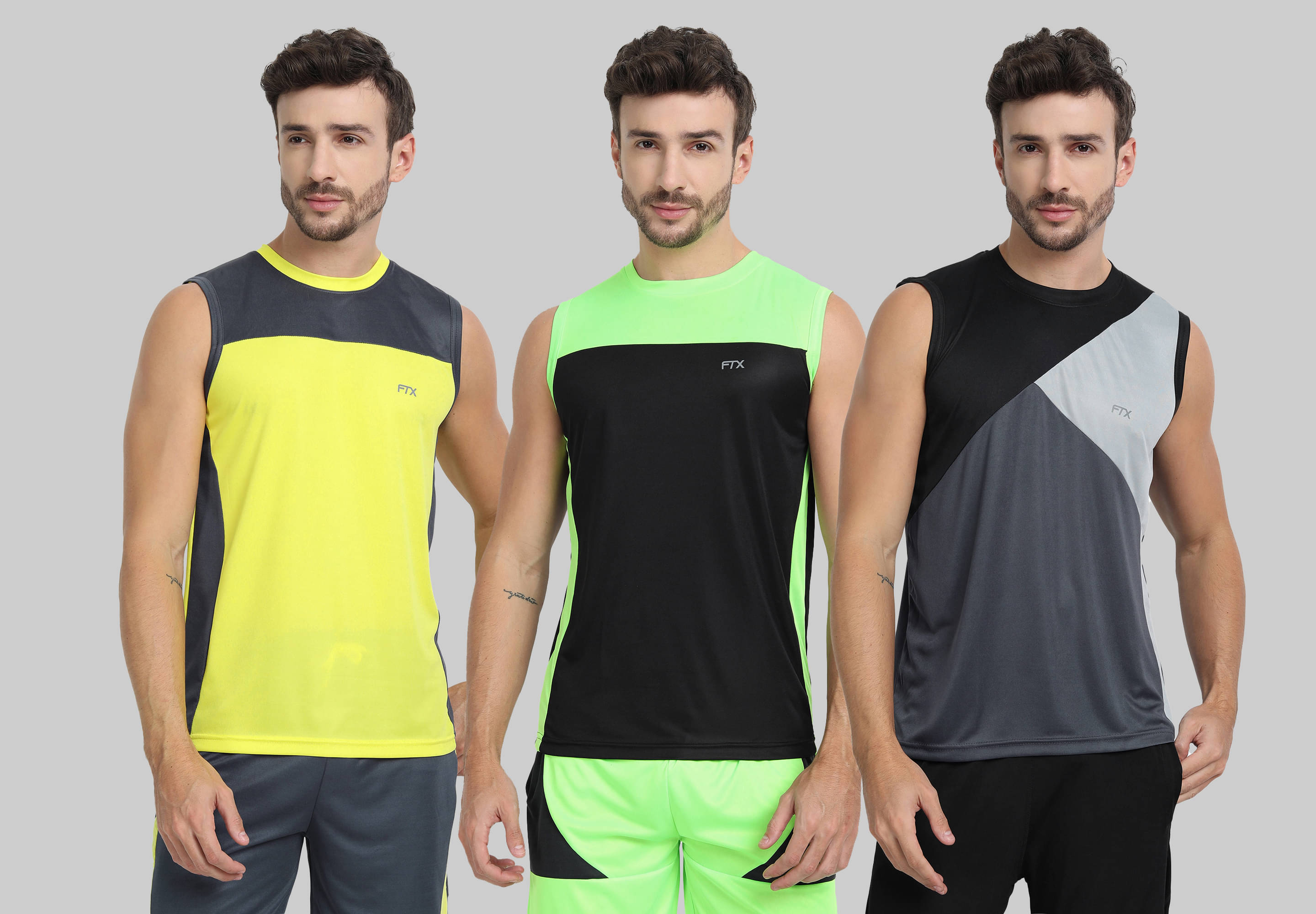 FTX Polyester Regular Fit Colorblock Sleeveless Men's Round T-Shirt - Dark Grey ( Pack of 3 ) FTX Polyester Regular Fit Colorblock Sleeveless Men's Round T-Shirt - Dark Grey ( Pack of 3 )