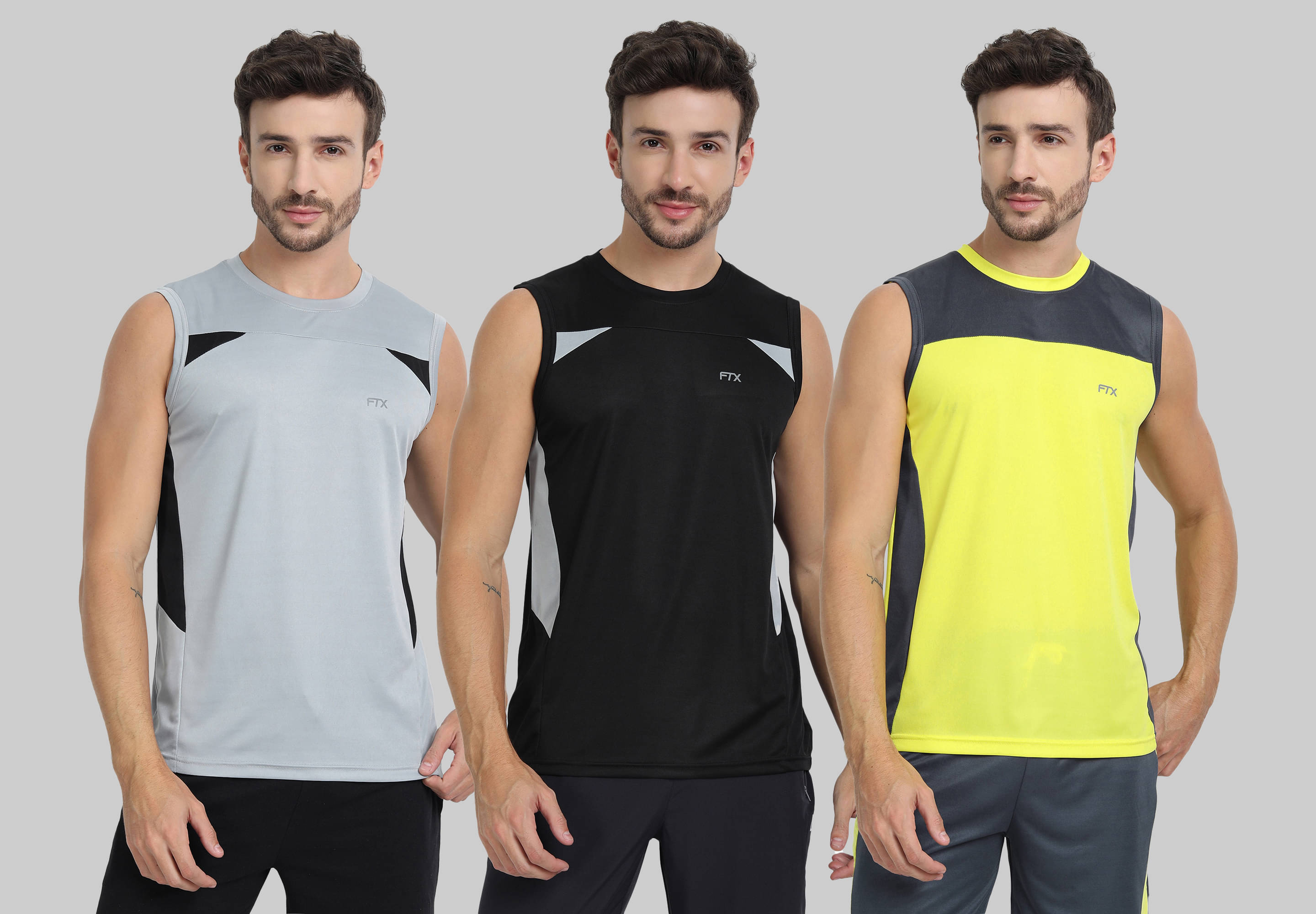 FTX Polyester Regular Fit Colorblock Sleeveless Men's Round T-Shirt - Yellow ( Pack of 3 ) FTX Polyester Regular Fit Colorblock Sleeveless Men's Round T-Shirt - Yellow ( Pack of 3 )