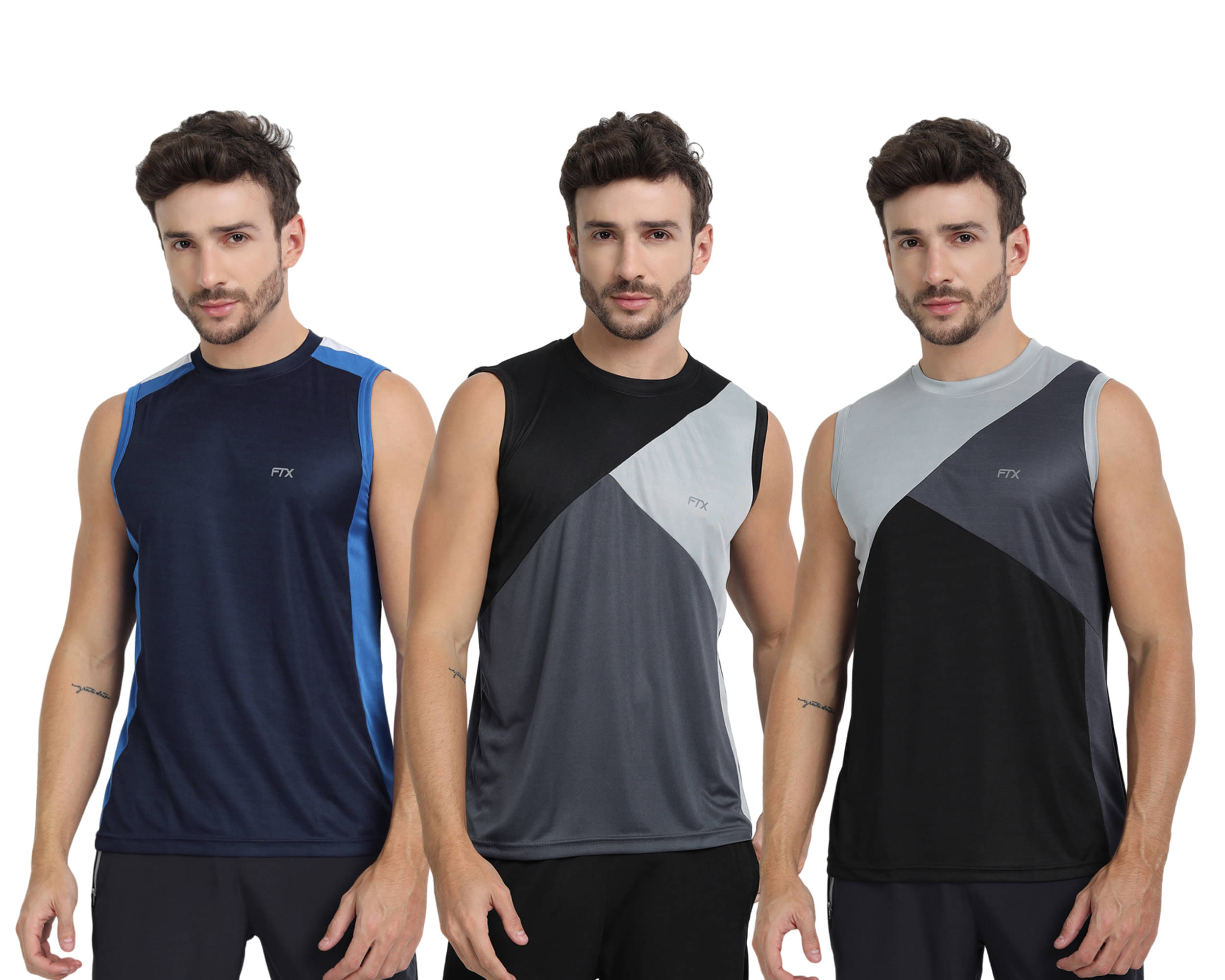 FTX Polyester Regular Fit Colorblock Sleeveless Men's Round T-Shirt - Black ( Pack of 3 ) FTX Polyester Regular Fit Colorblock Sleeveless Men's Round T-Shirt - Black ( Pack of 3 )
