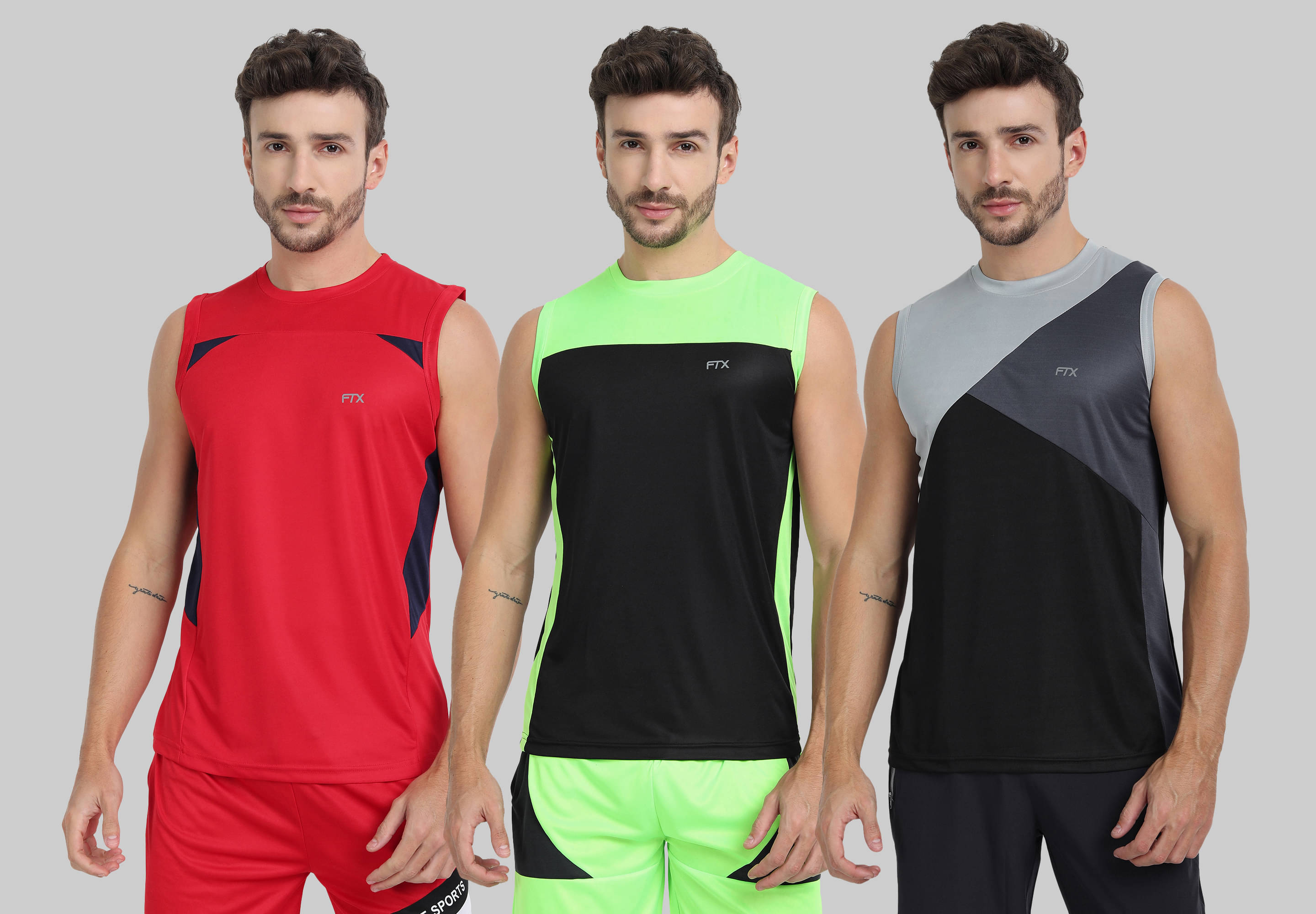 FTX Polyester Regular Fit Colorblock Sleeveless Men's Round T-Shirt - Black ( Pack of 3 ) FTX Polyester Regular Fit Colorblock Sleeveless Men's Round T-Shirt - Black ( Pack of 3 )