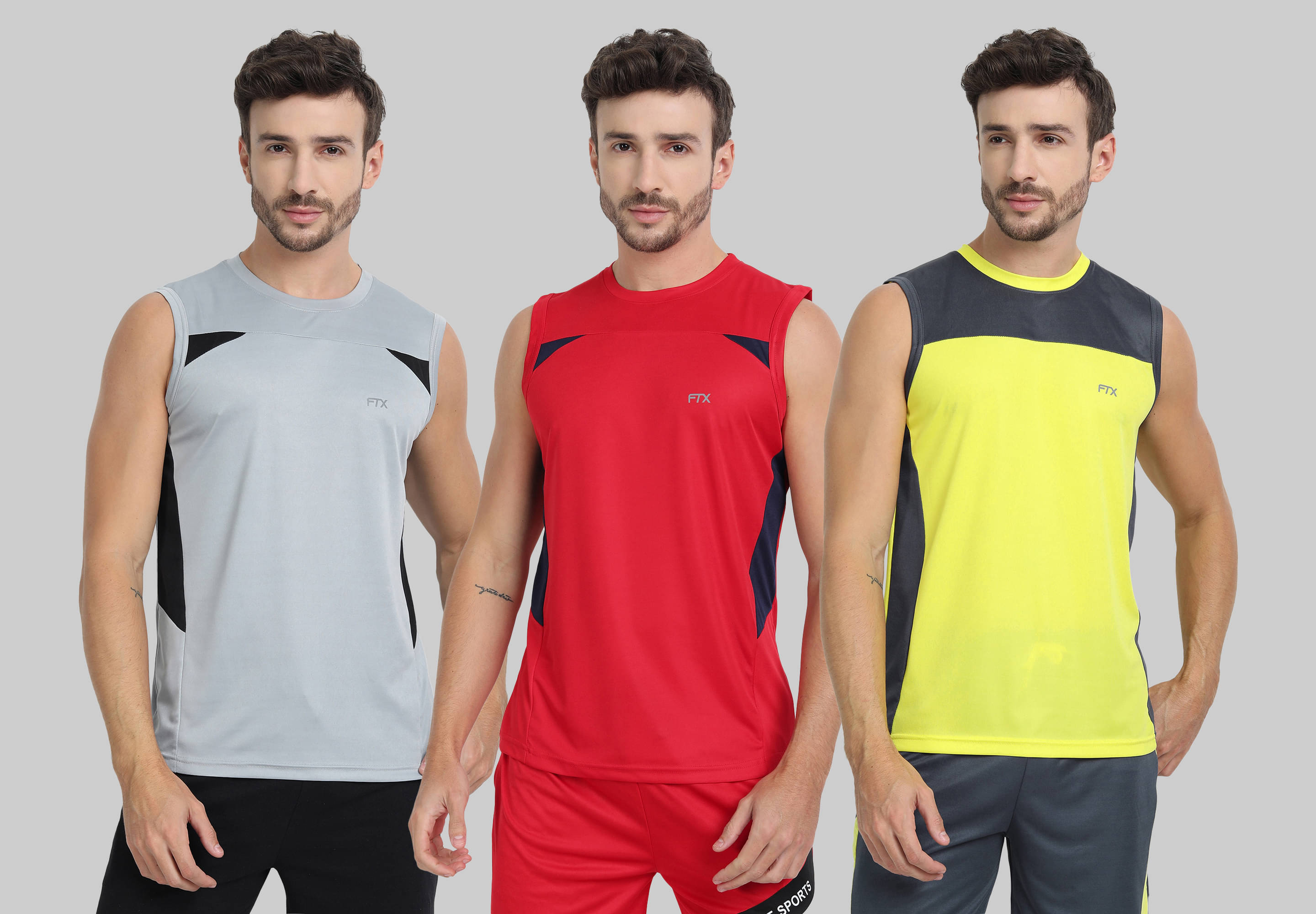 FTX Polyester Regular Fit Colorblock Sleeveless Men's Round T-Shirt - Yellow ( Pack of 3 ) FTX Polyester Regular Fit Colorblock Sleeveless Men's Round T-Shirt - Yellow ( Pack of 3 )