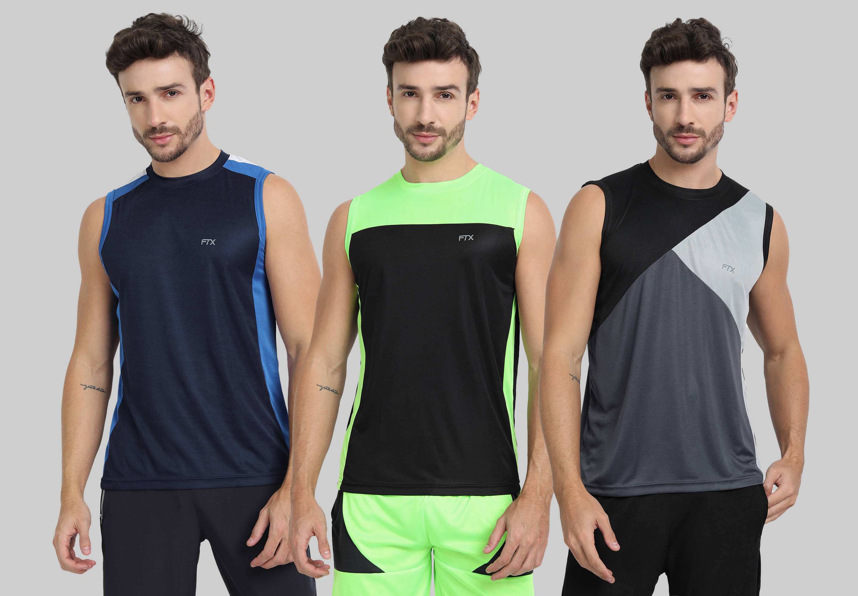 FTX Polyester Regular Fit Colorblock Sleeveless Men's Round T-Shirt - Charcoal ( Pack of 3 ) FTX Polyester Regular Fit Colorblock Sleeveless Men's Round T-Shirt - Charcoal ( Pack of 3 )