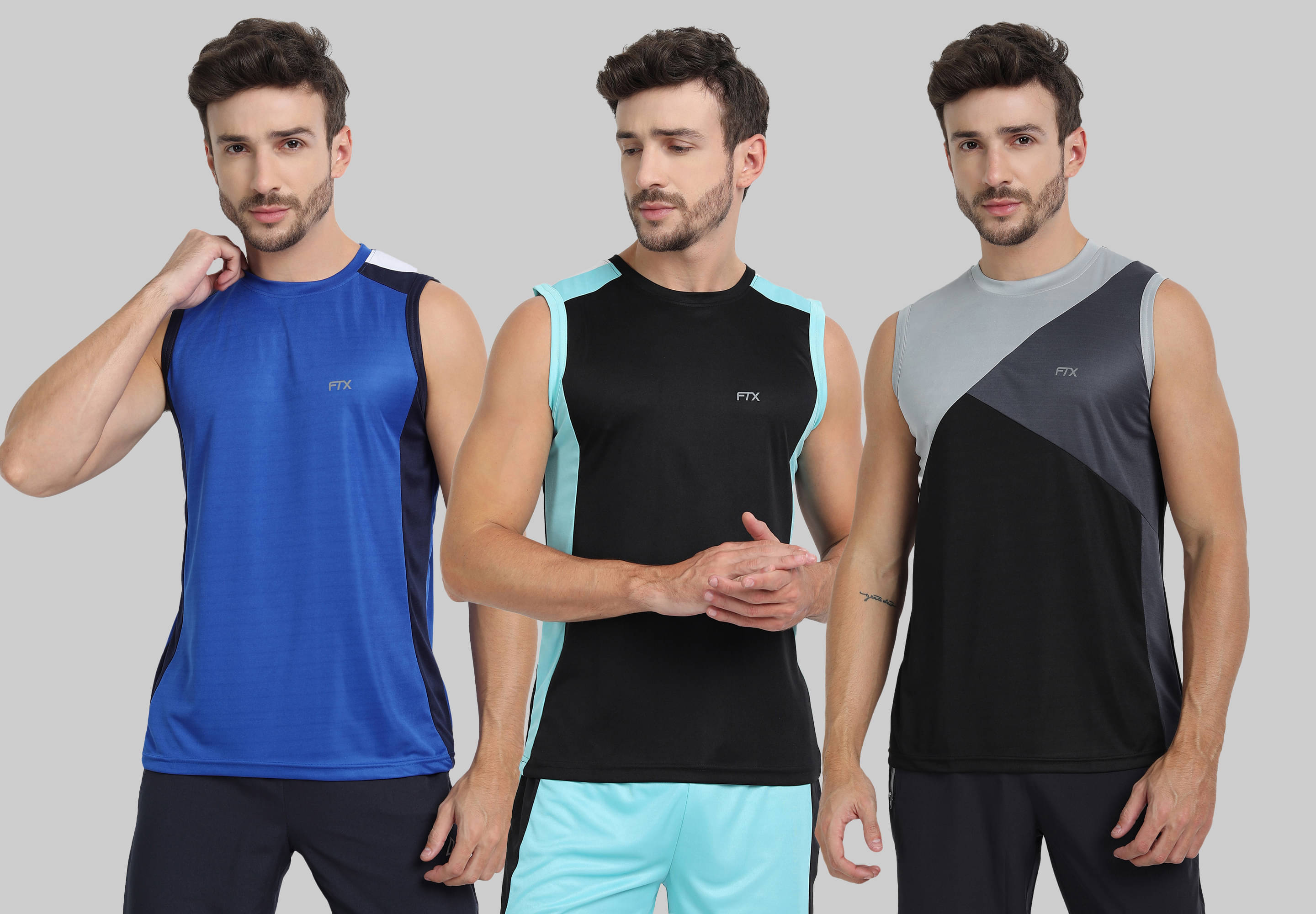 FTX Polyester Regular Fit Colorblock Sleeveless Men's Round T-Shirt - Black ( Pack of 3 ) FTX Polyester Regular Fit Colorblock Sleeveless Men's Round T-Shirt - Black ( Pack of 3 )