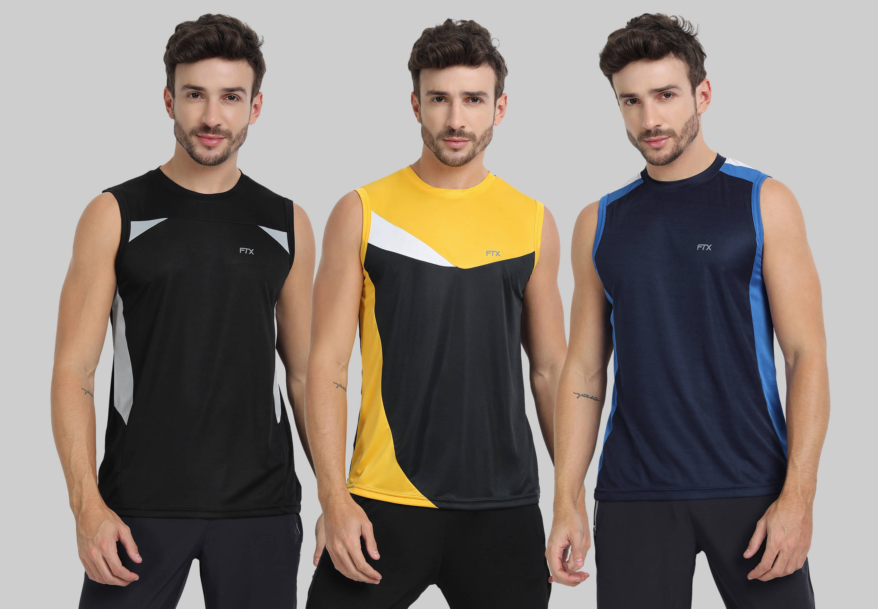 FTX Polyester Regular Fit Colorblock Sleeveless Men's Round T-Shirt - Black ( Pack of 3 ) FTX Polyester Regular Fit Colorblock Sleeveless Men's Round T-Shirt - Black ( Pack of 3 )